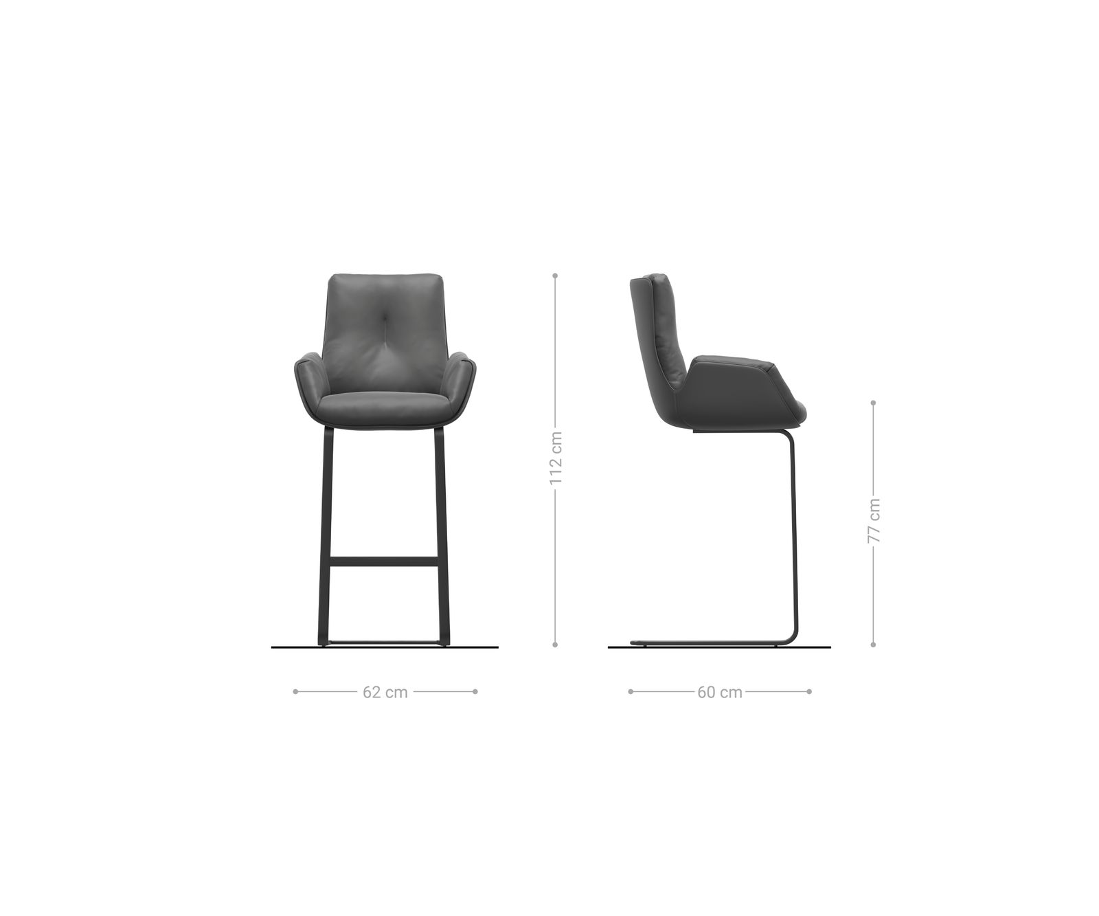 Chaise-de-bar Clea-Flex Tissu tissé doux Beige Pied cantilever plat noir Noir 6