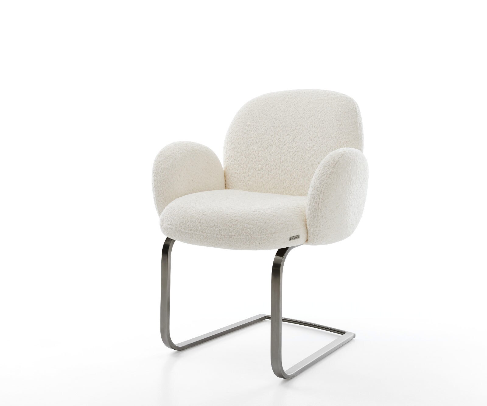 Cantilever Nube-Flex mit Armlehnen bouclé blanc pied cantilever plat grafiete ressorts ensachés 1