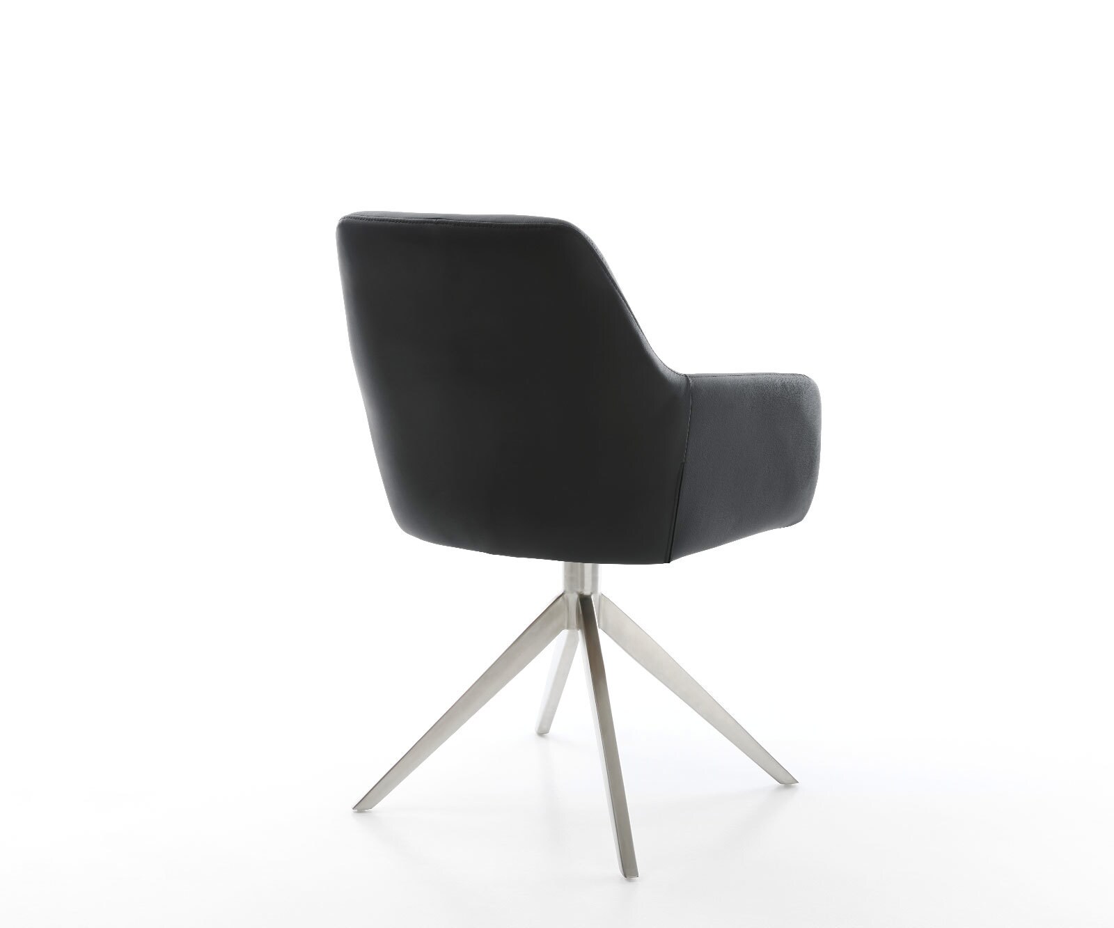 Chaise-pivotante Pejo-Flex cuir de vache noir pied croisé large acier inoxydable brossé pivotement sur 360° fonction bascule ressorts ensachés 4