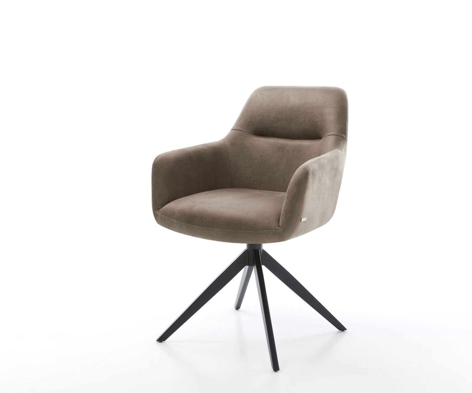 Drehstuhl Pejo-Flex Mikrofaser Taupe Vintage Kreuzgestell breit Schwarz 360° drehbar Wippfunktion Taschenfederkern