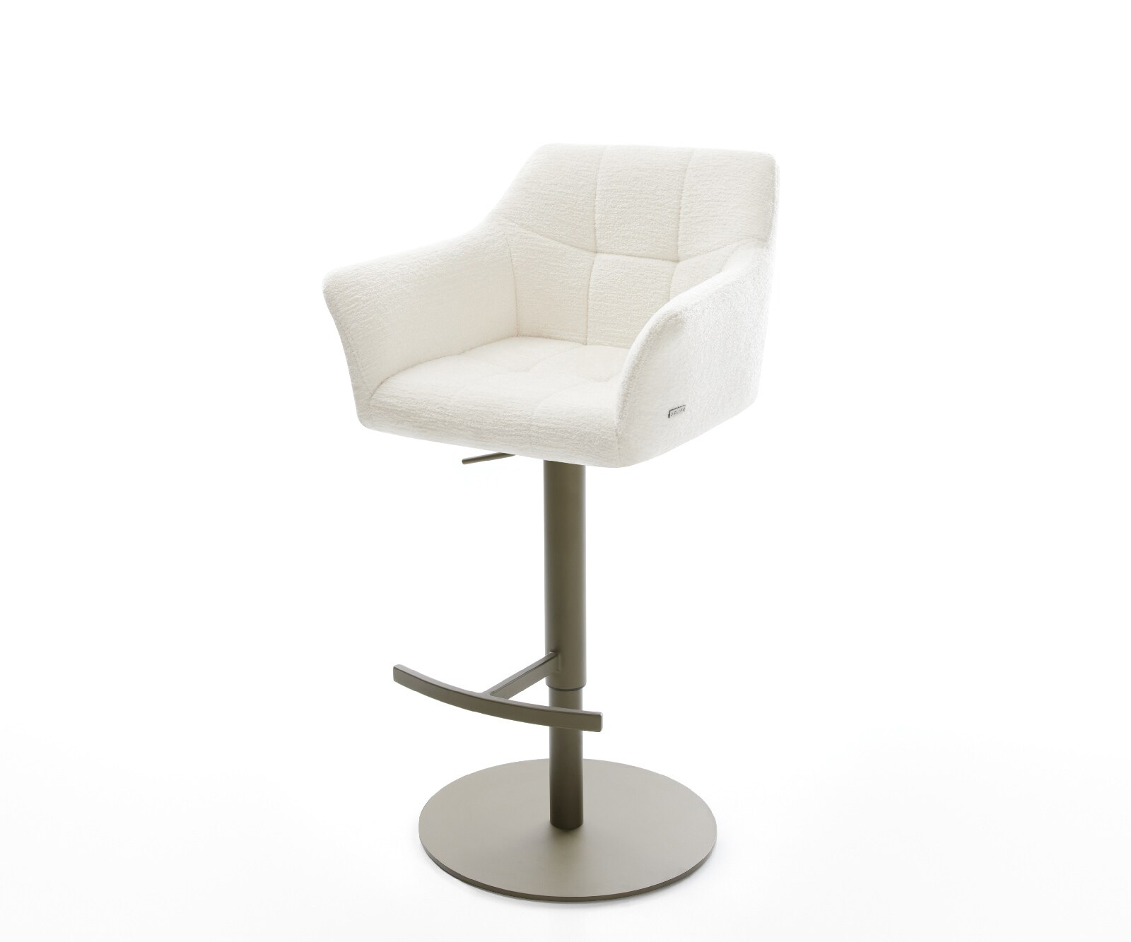 Chaise-de-bar Yulo-Flex Bouclé doux Beige Pied pivotant réglable en hauteur couleur titane Couleur titane 1