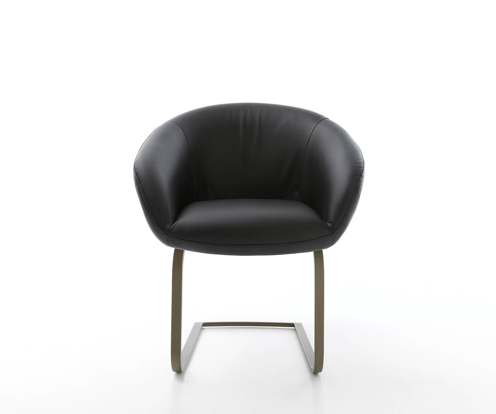 Cantilever Vinka-Flex avec accoudoirs cuir de vache noir pied cantilever plat aspect titane ressorts ensachés 2