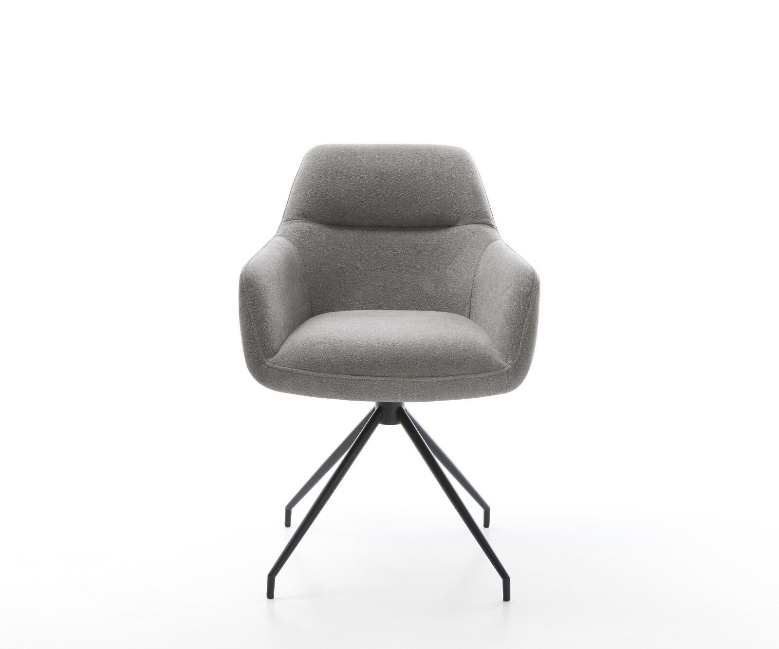 Chaise-de-salle-à-manger Pejo-Flex tissu structuré doux gris pied croisé conique noir resorts ensachés 1