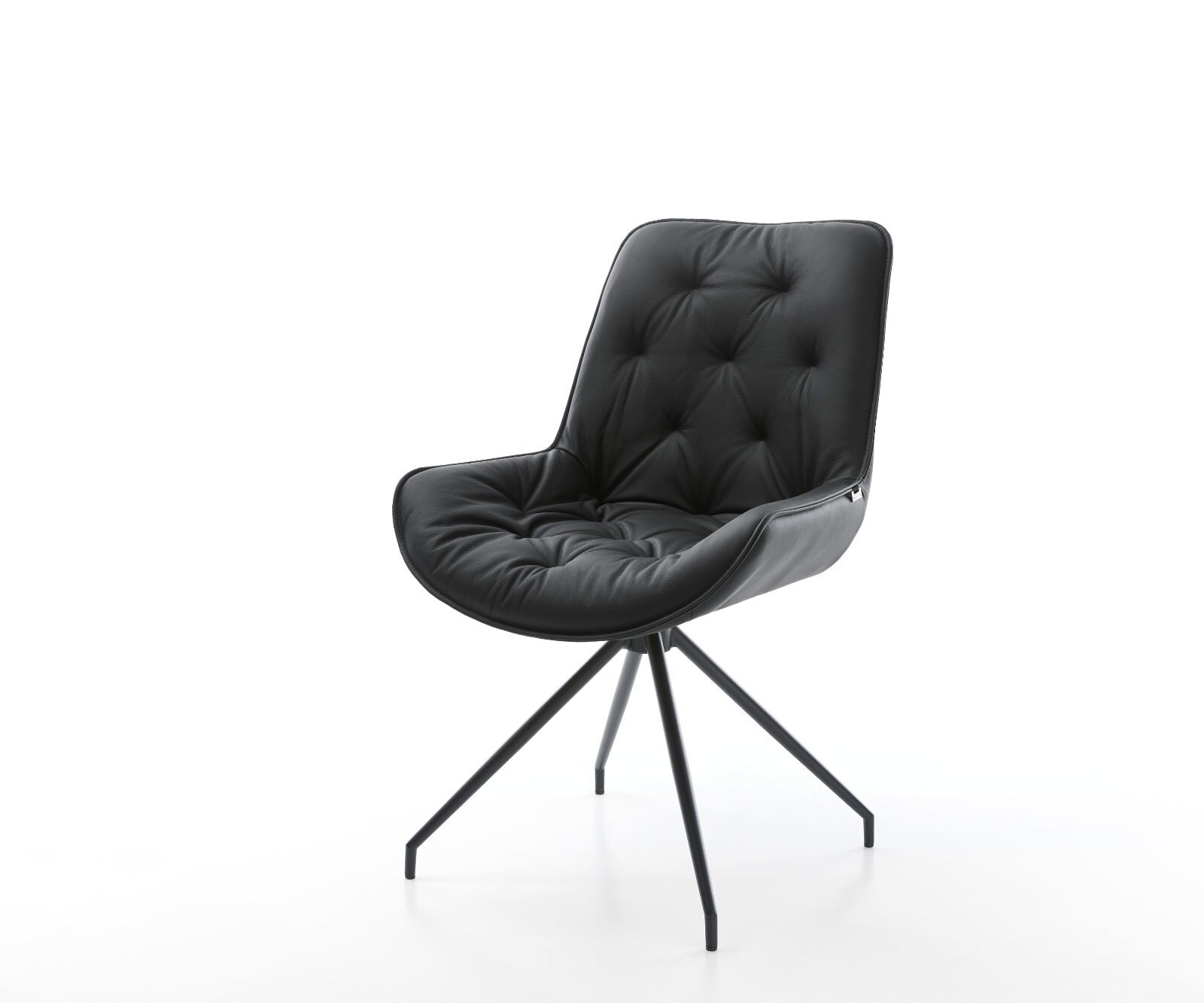 Drehstuhl Taimi-Flex Echt-Leder Schwarz Kreuzgestell konisch Schwarz 180° drehbar