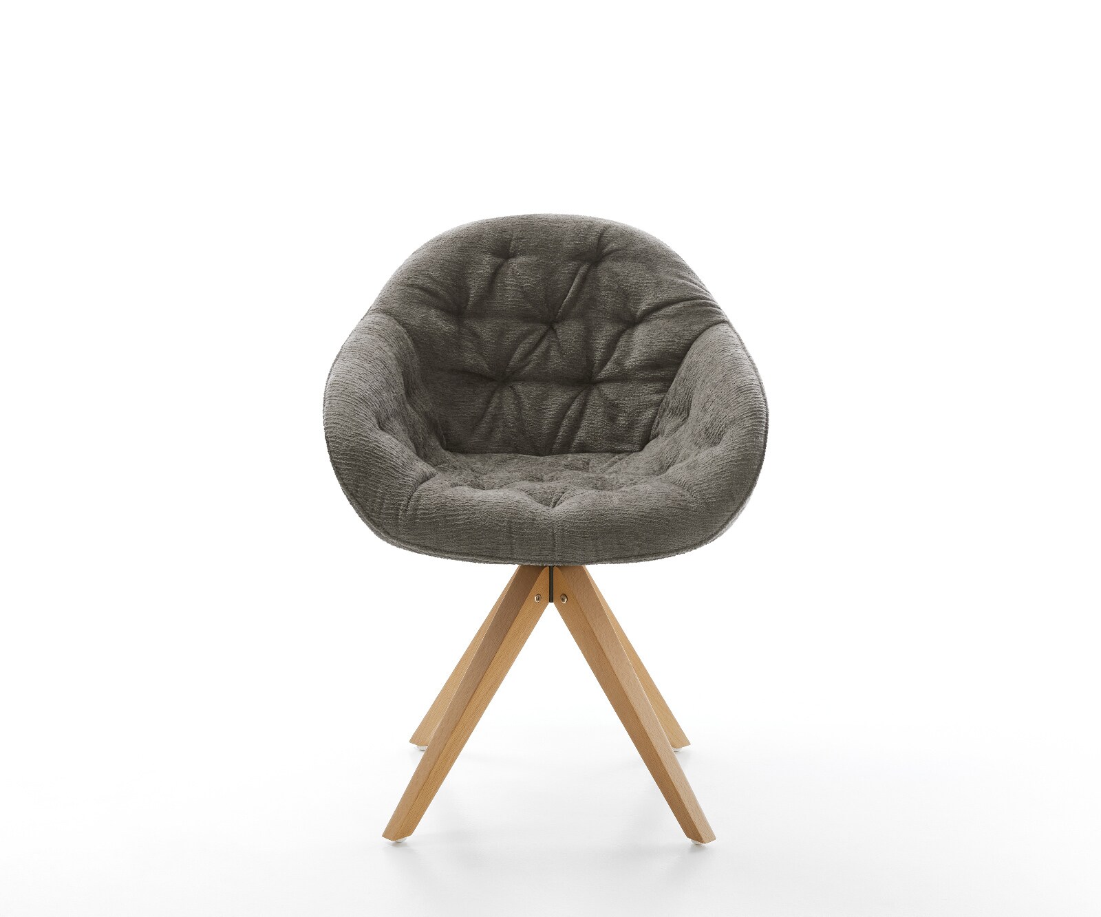 Chaise-pivotante Gaio-Flex bouclé doux couleur boue pied en bois angulaire naturel pivotement sur 180° 2