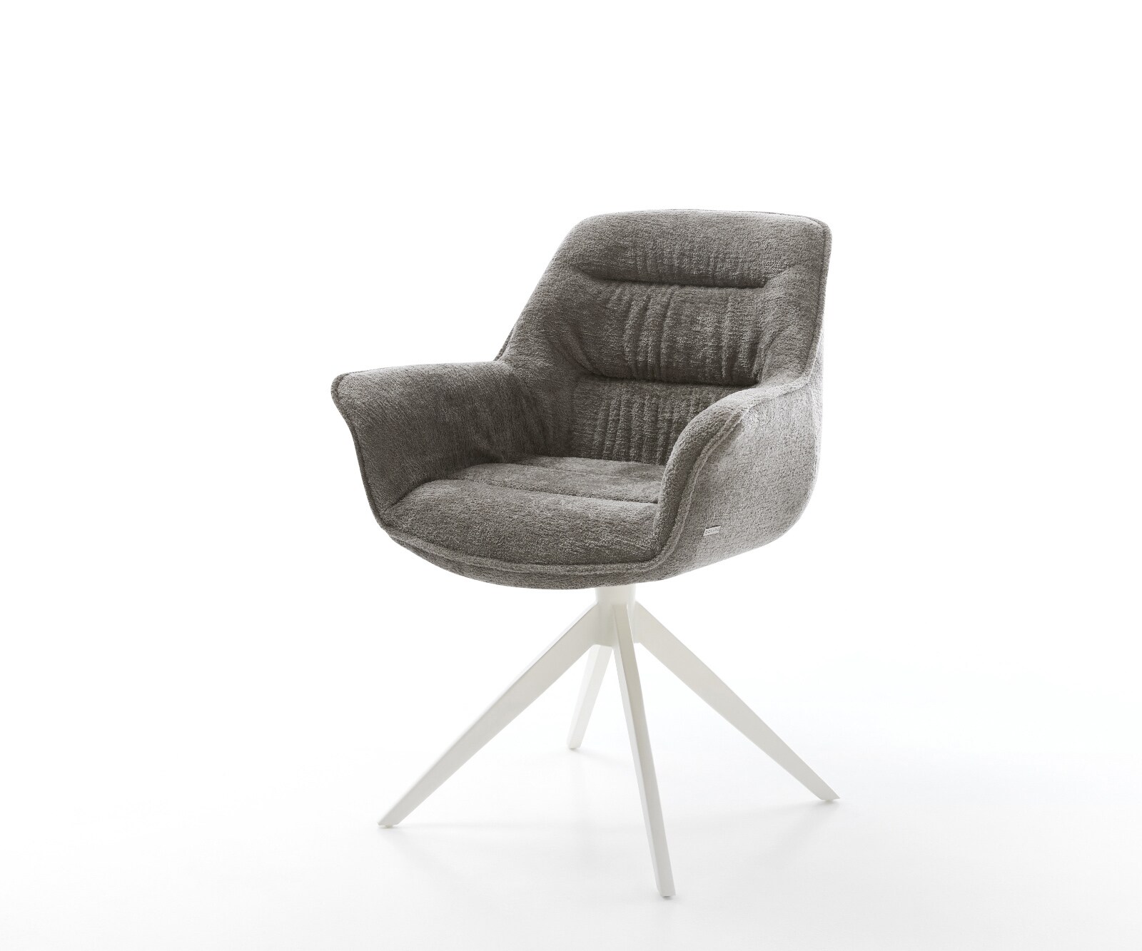 Drehstuhl Kaira-Flex Bouclé Soft Schlamm Kreuzgestell breit Weiß 360° drehbar Wippfunktion 1