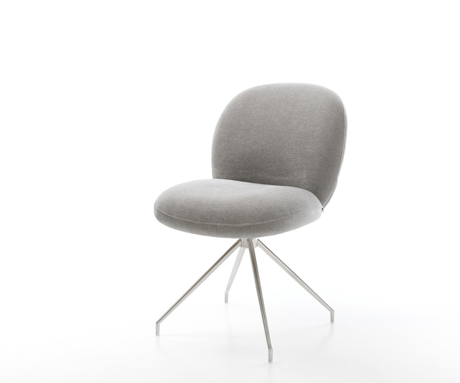 Esszimmerstuhl Nube-Flex Strukturstoff Soft Grau Kreuzgestell konisch Edelstahl Taschenfederkern 1