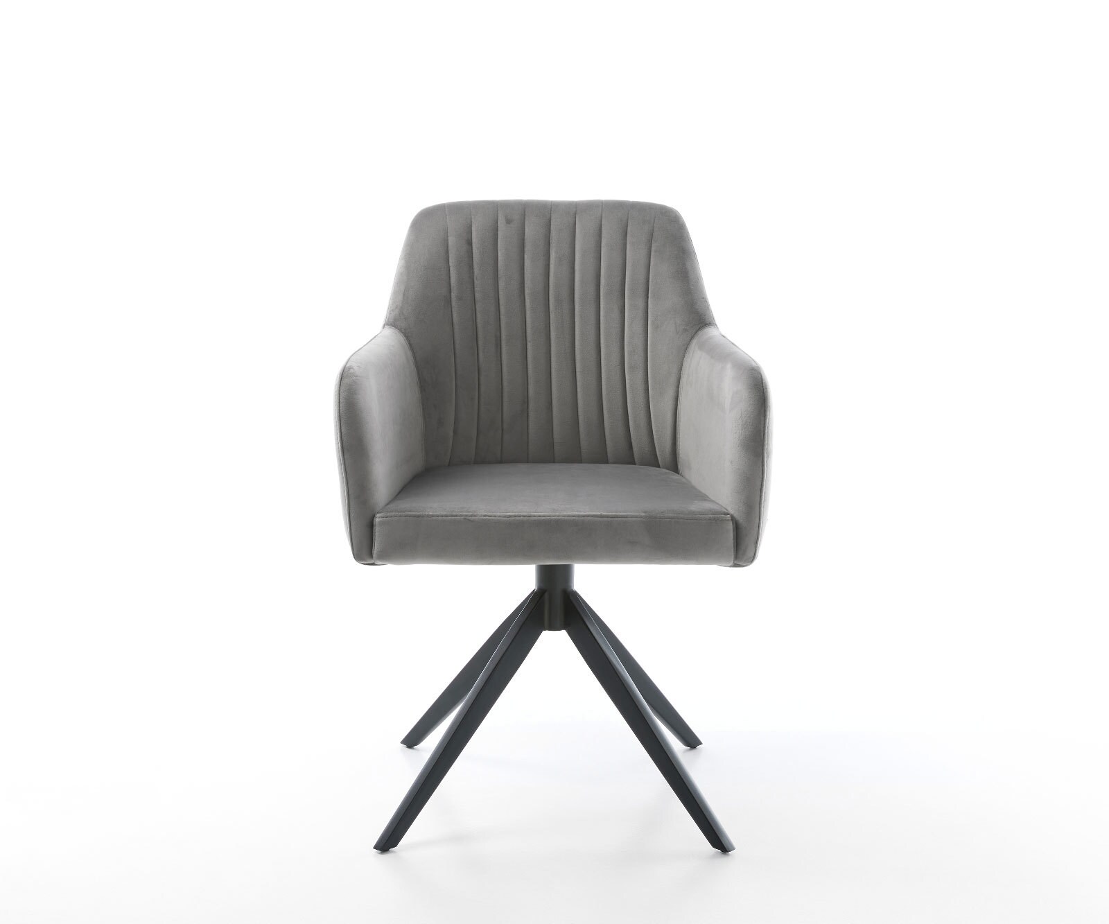 Drehstuhl Greg-Flex Samt Grau Kreuzgestell breit Schwarz 360° drehbar Wippfunktion Taschenfederkern 1