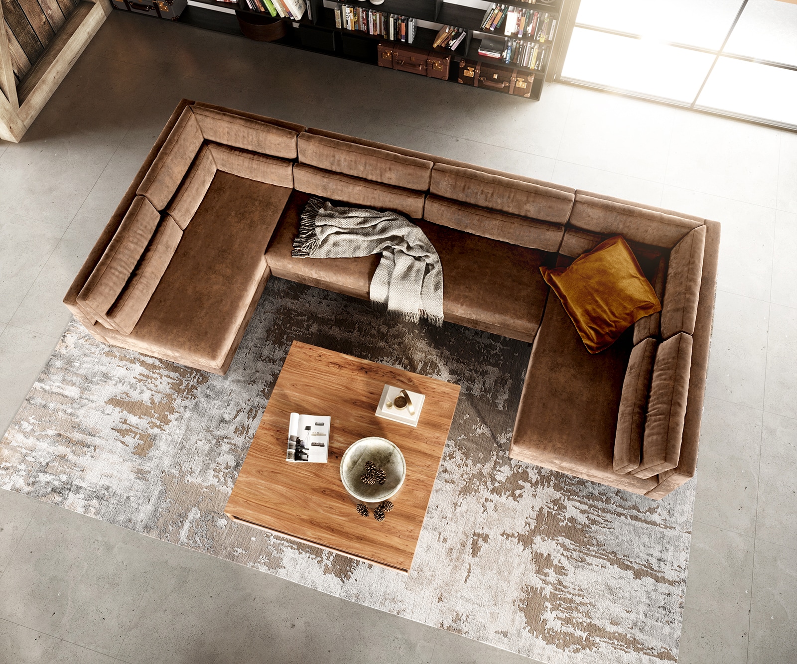 Wohnlandschaft Elio XL 400x185 cm Lederimitat Vintage Braun Antik 3 Wohnlandschaft Elio XL 400x185 cm Lederimitat Vintage Braun Antik 3