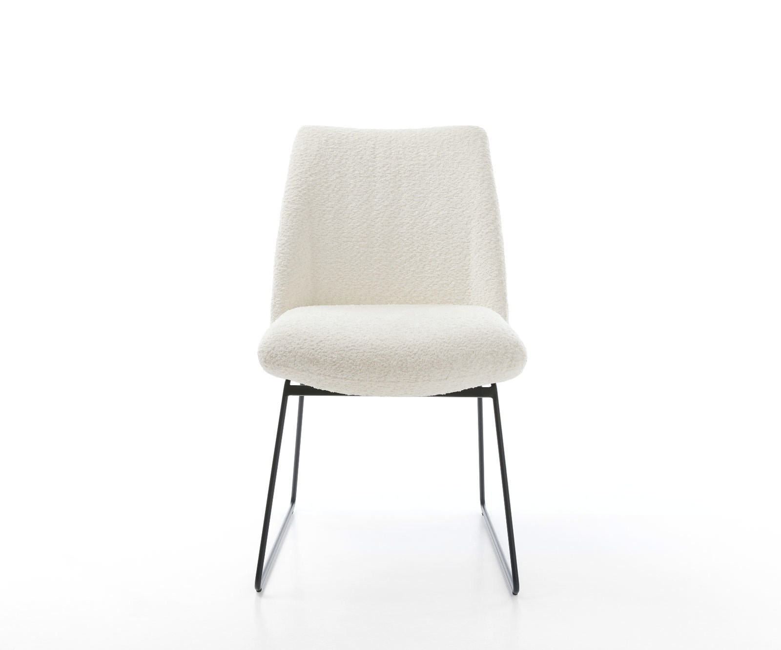 Esszimmerstuhl Elso-Flex Bouclé Weiß Kufengestell Schwarz Taschenfederkern 2
