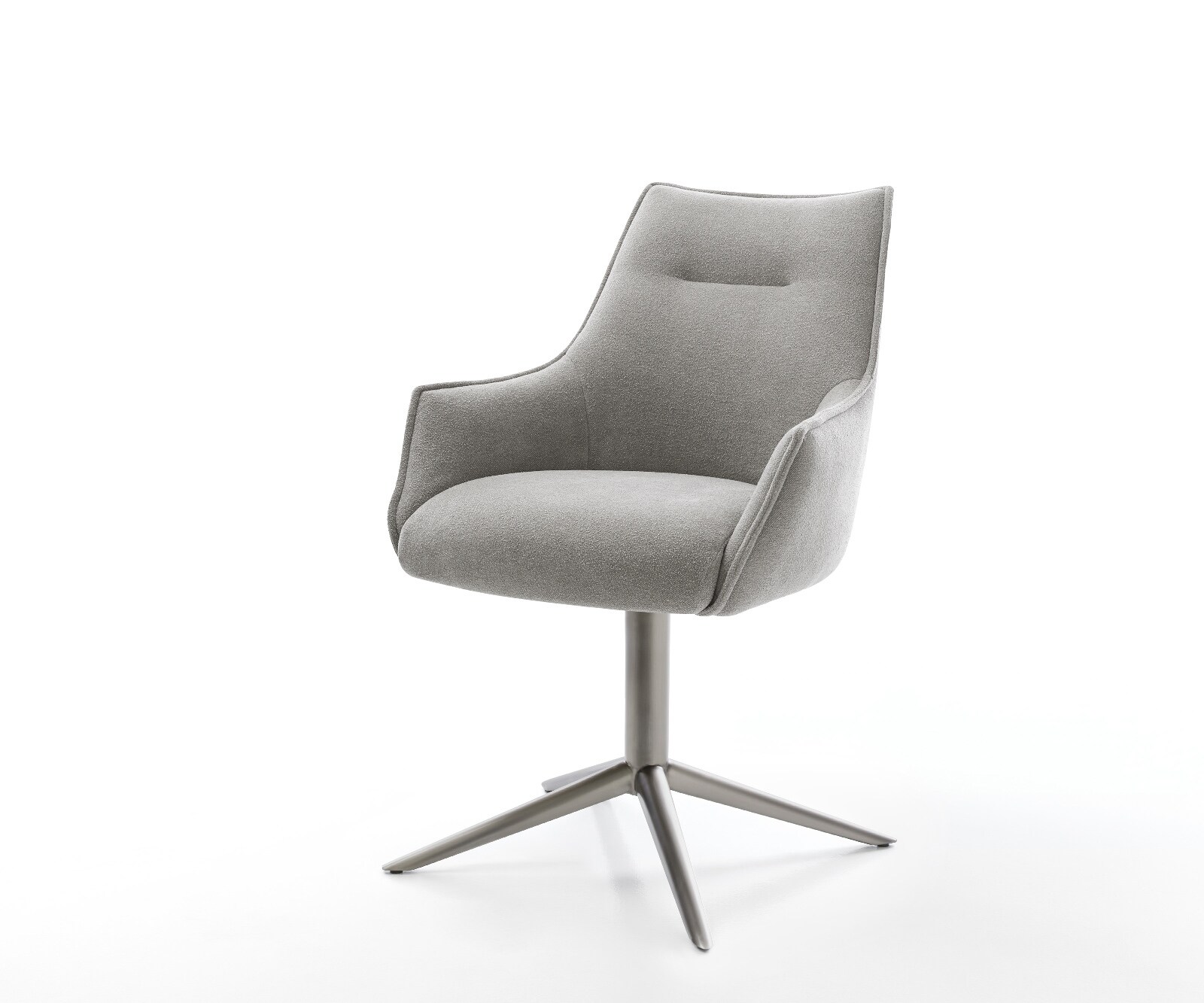 Drehstuhl Alja-Flex mit Armlehnen Strukturstoff Soft Grau Fußkreuz Graphit 360° drehbar Wippfunktion Taschenfederkern