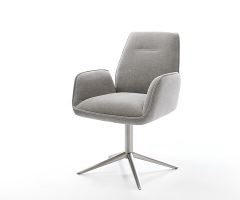 Drehstuhl Zoa-Flex Strukturstoff Soft Grau Fußkreuz Edelstahl 360° drehbar Wippfunktion Taschenfederkern