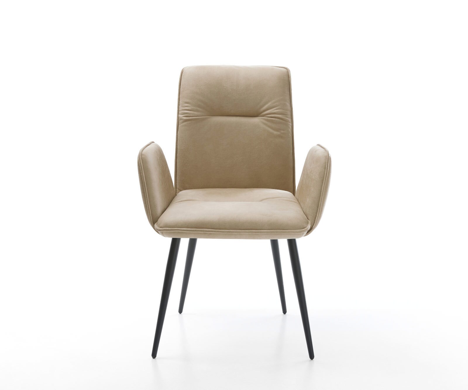 Chaise-de-salle-à-manger Vinja-Flex microvelours beige vintage 4 pieds coniques noir 1