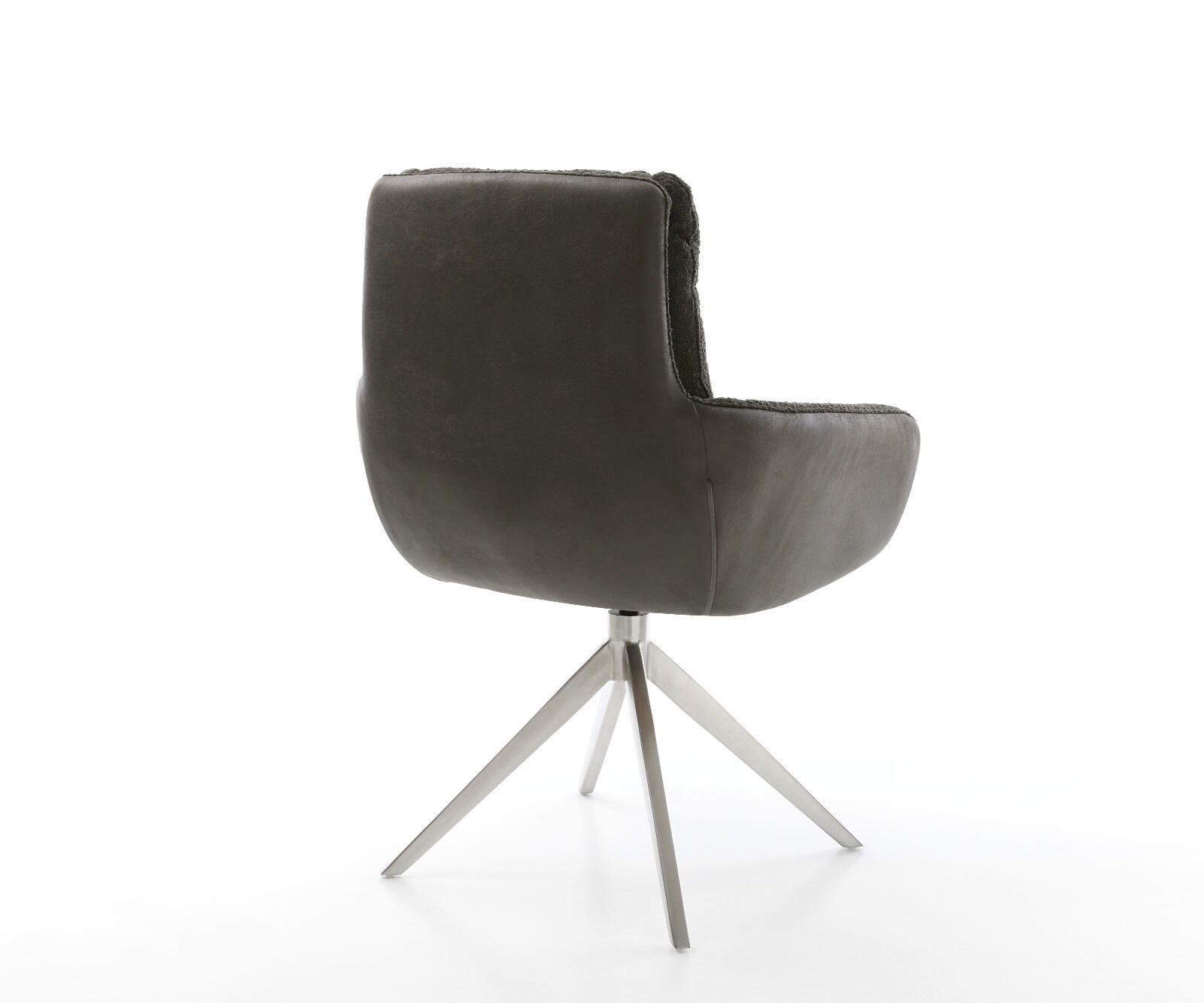 Drehstuhl Abelia-Flex mit Armlehnen Materialmix Schwarz Kreuzgestell breit Edelstahl 360° drehbar Wippfunktion 4