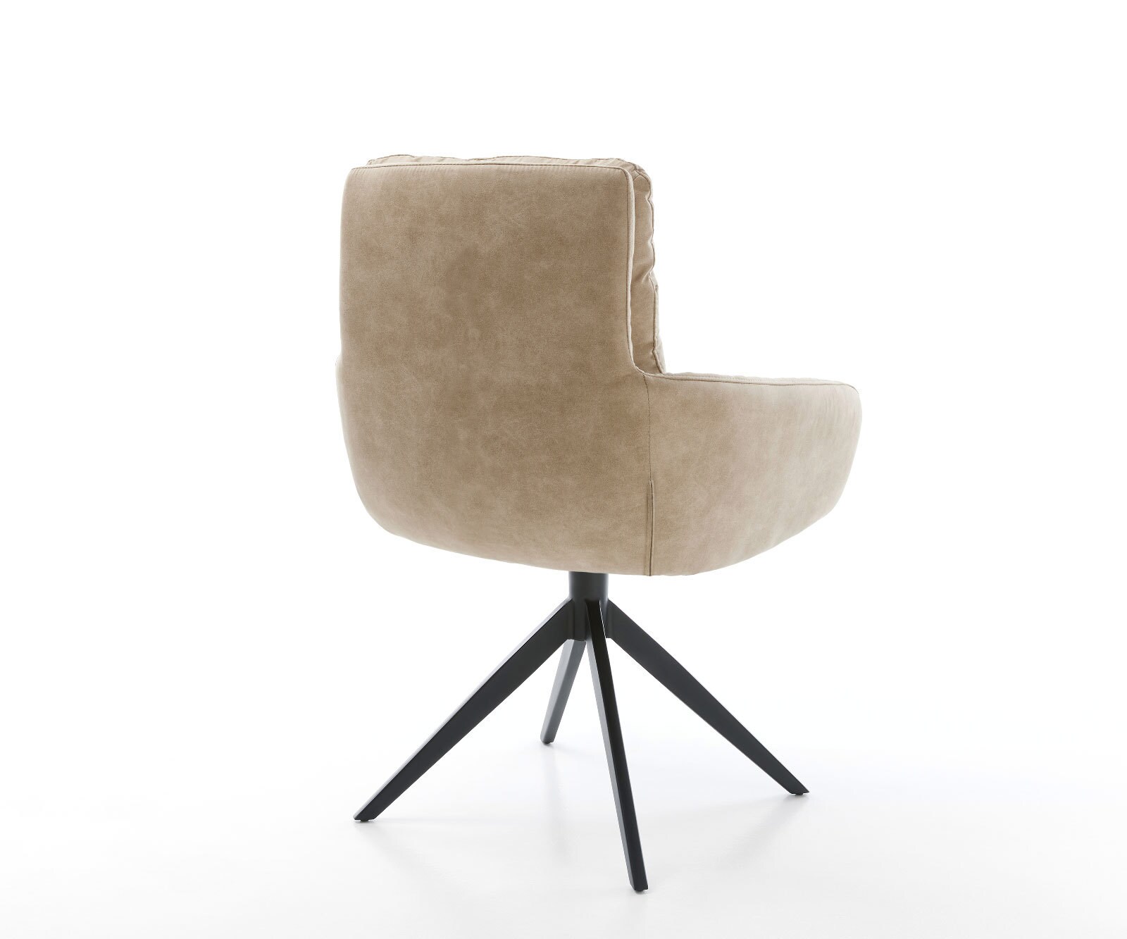 Chaise-de-salle-à-manger Abelia-Flex avec accoudoirs microvelours beige vintage pied croisé large noir 5