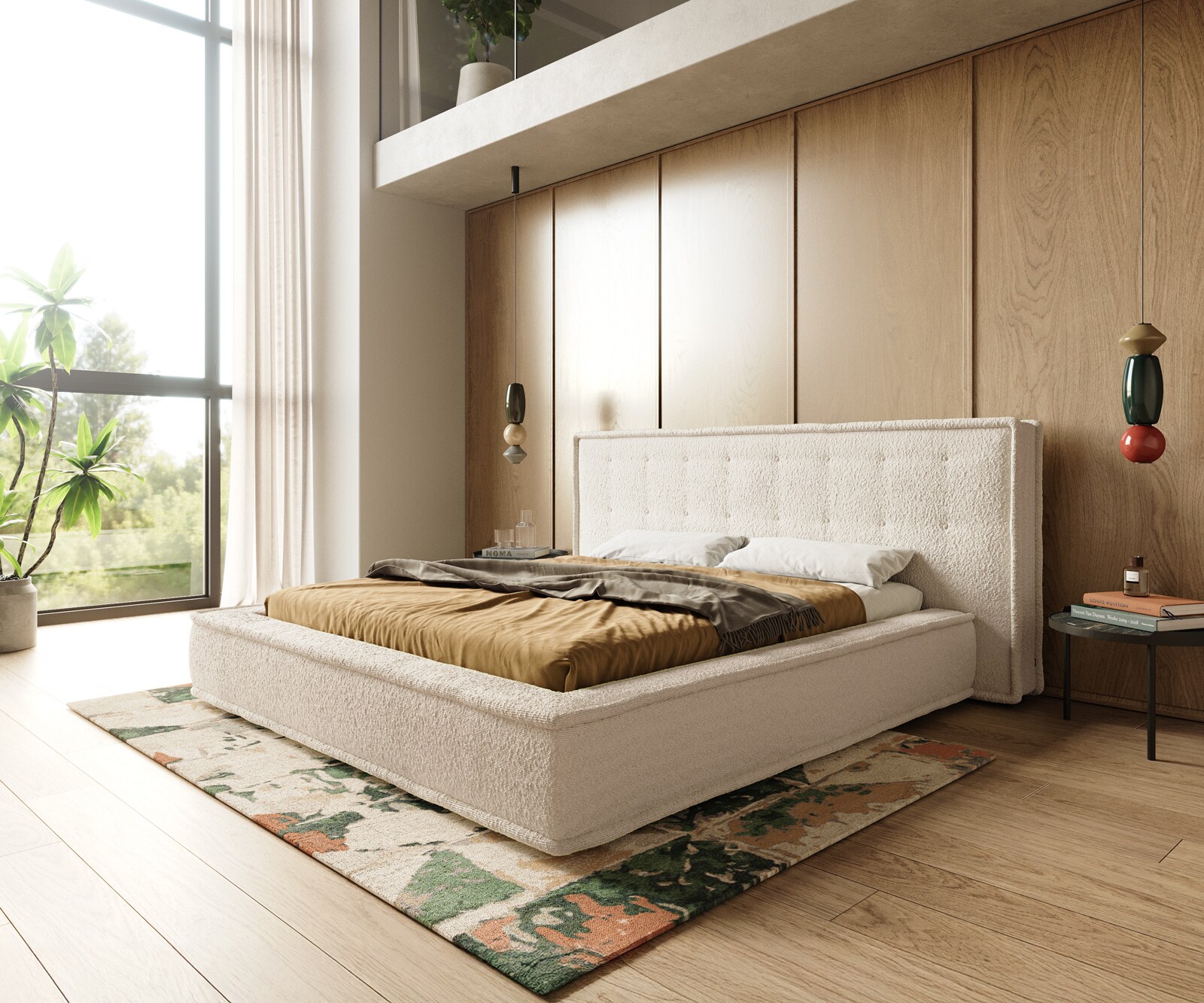 Polsterbettgestell Filikos 180x200 cm Bouclé Cream