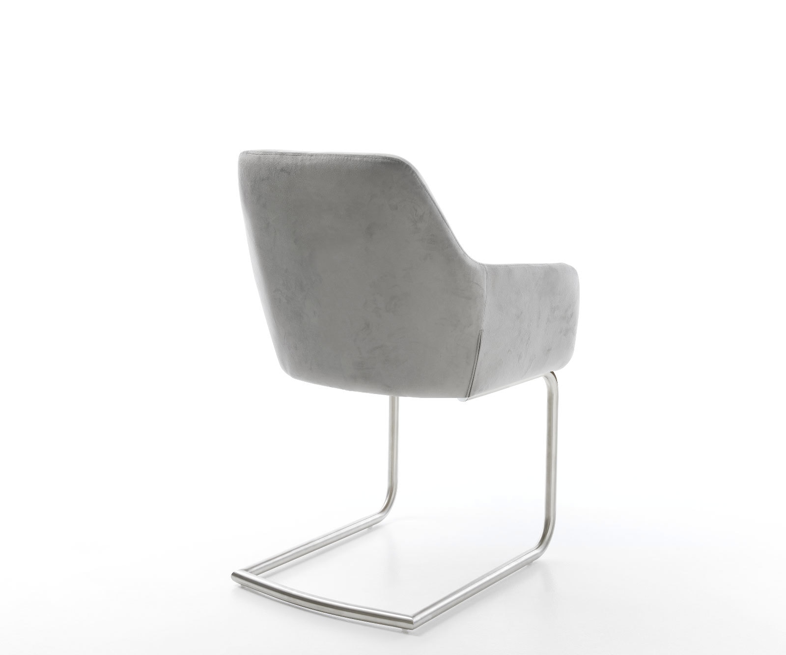 Cantilever Pejo-Flex velours gris pied cantilever rond acier inoxydable brossé ressorts ensachés 5