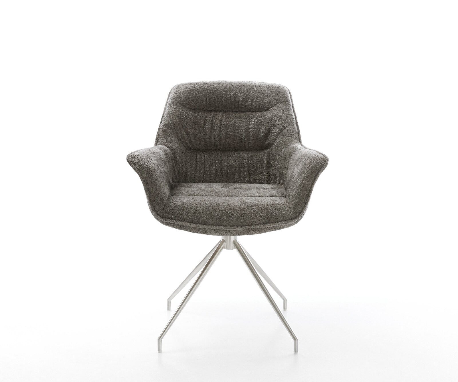 Esszimmerstuhl Kaira-Flex Bouclé Soft Schlamm Kreuzgestell konisch Edelstahl 1