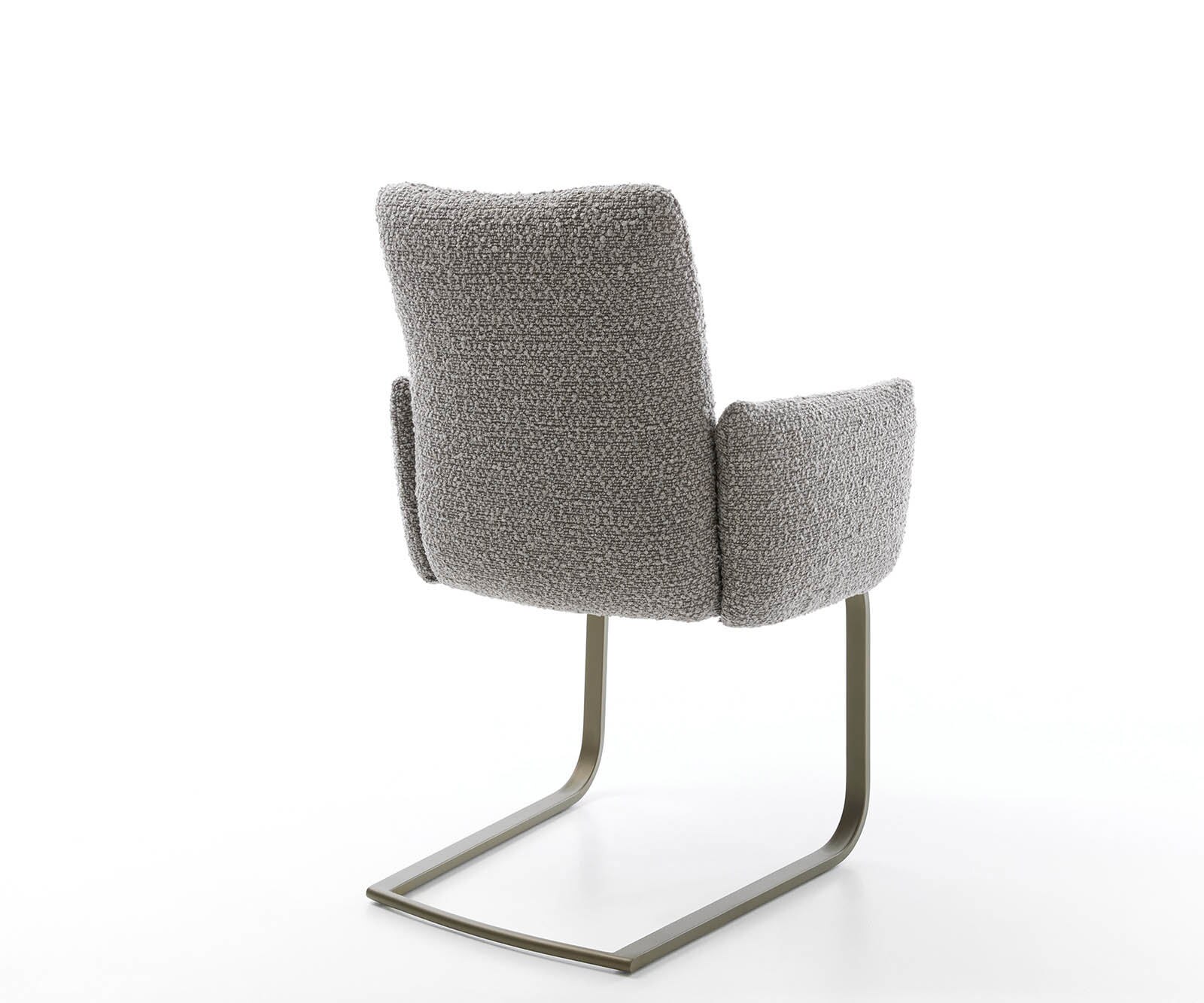 Cantilever Jova-Flex avec accoudoirs bouclé gris argenté pied cantilever plat aspect titane ressorts ensachés 4