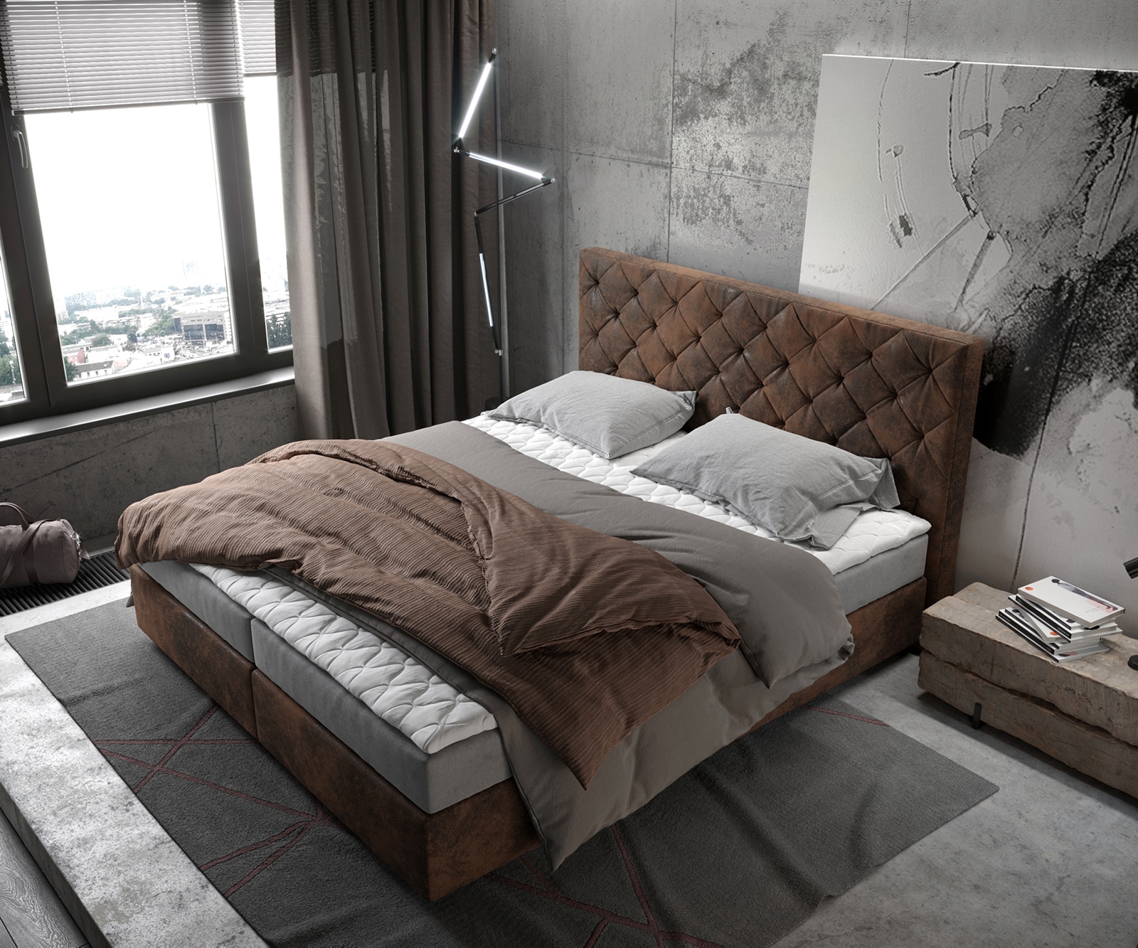 Boxspringbett Dream-Great 180x200 cm Braun Vintage mit Matratze und Topper 3 Boxspringbett Dream-Great 180x200 cm Braun Vintage mit Matratze und Topper 3