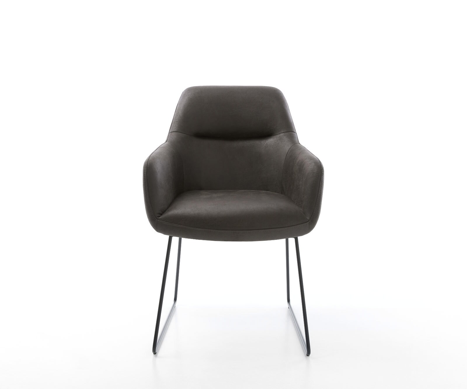Chaise-de-salle-à-manger Pejo-Flex microvelours anthracite vintage pied trapèze noir ressorts ensachés 1