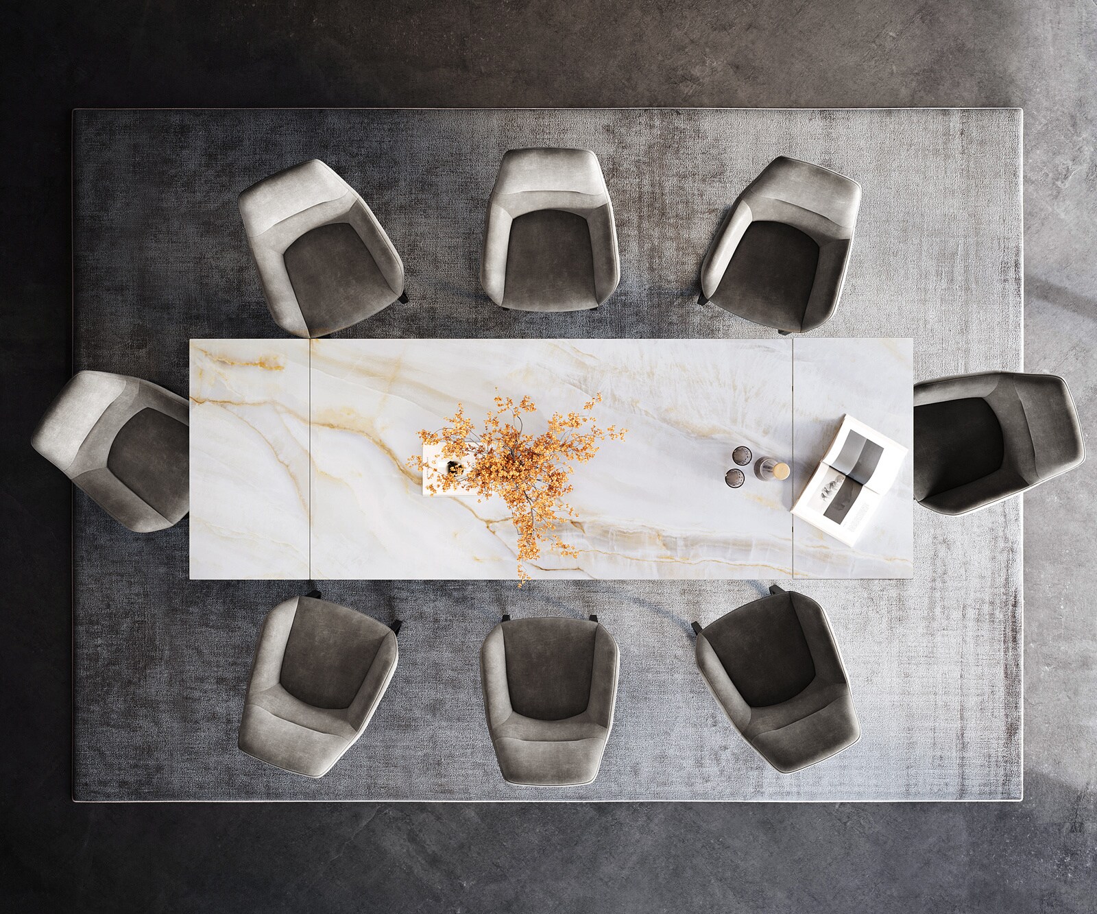 Esstisch Edge 200-300x100 cm Keramik Onyx Pearl Infinity Metall Schwarz ausziehbar 6