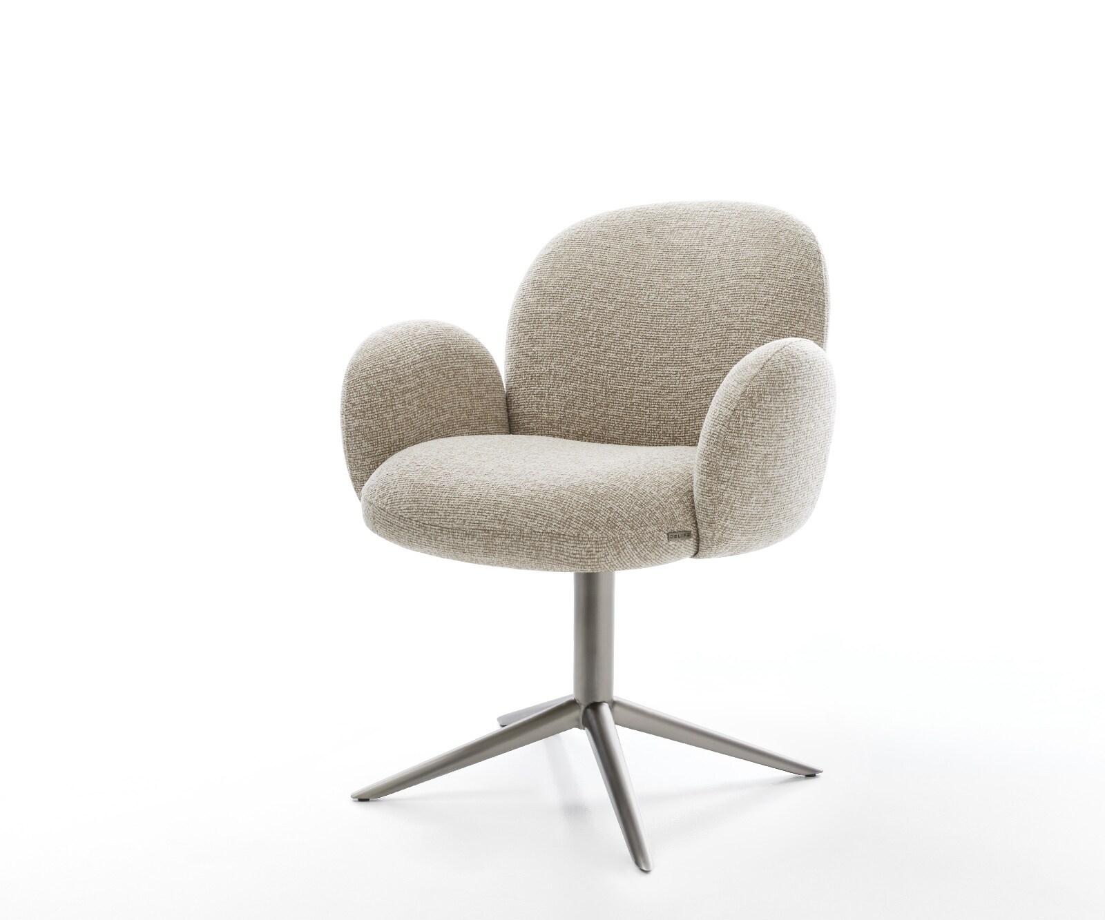 Chaise-pivotante Nube-Flex avec accoudoirs tissu tissé doux beige pied de chaise 4 branches grafiete pivotement sur 360° fonction bascule resorts ensachés 1