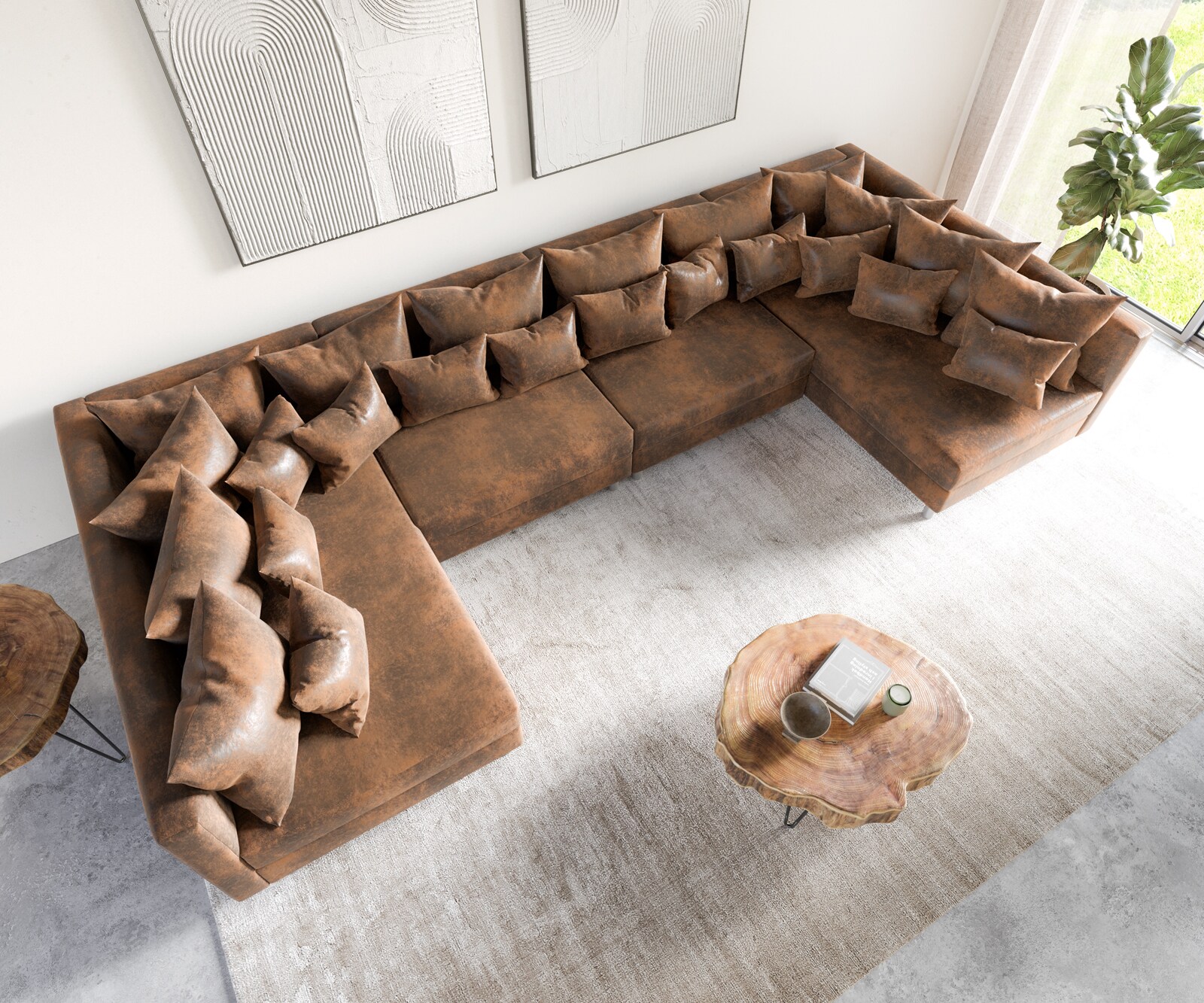 Wohnlandschaft Clovis XL Braun Antik Optik Modulsofa 3 Wohnlandschaft Clovis XL Braun Antik Optik Modulsofa 3