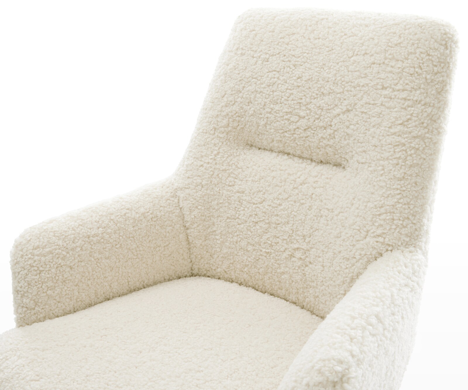 Esszimmerstuhl Zelia-Flex mit Armlehnen Teddystoff Beige 4-Fuß konisch Schwarz Taschenfederkern 4