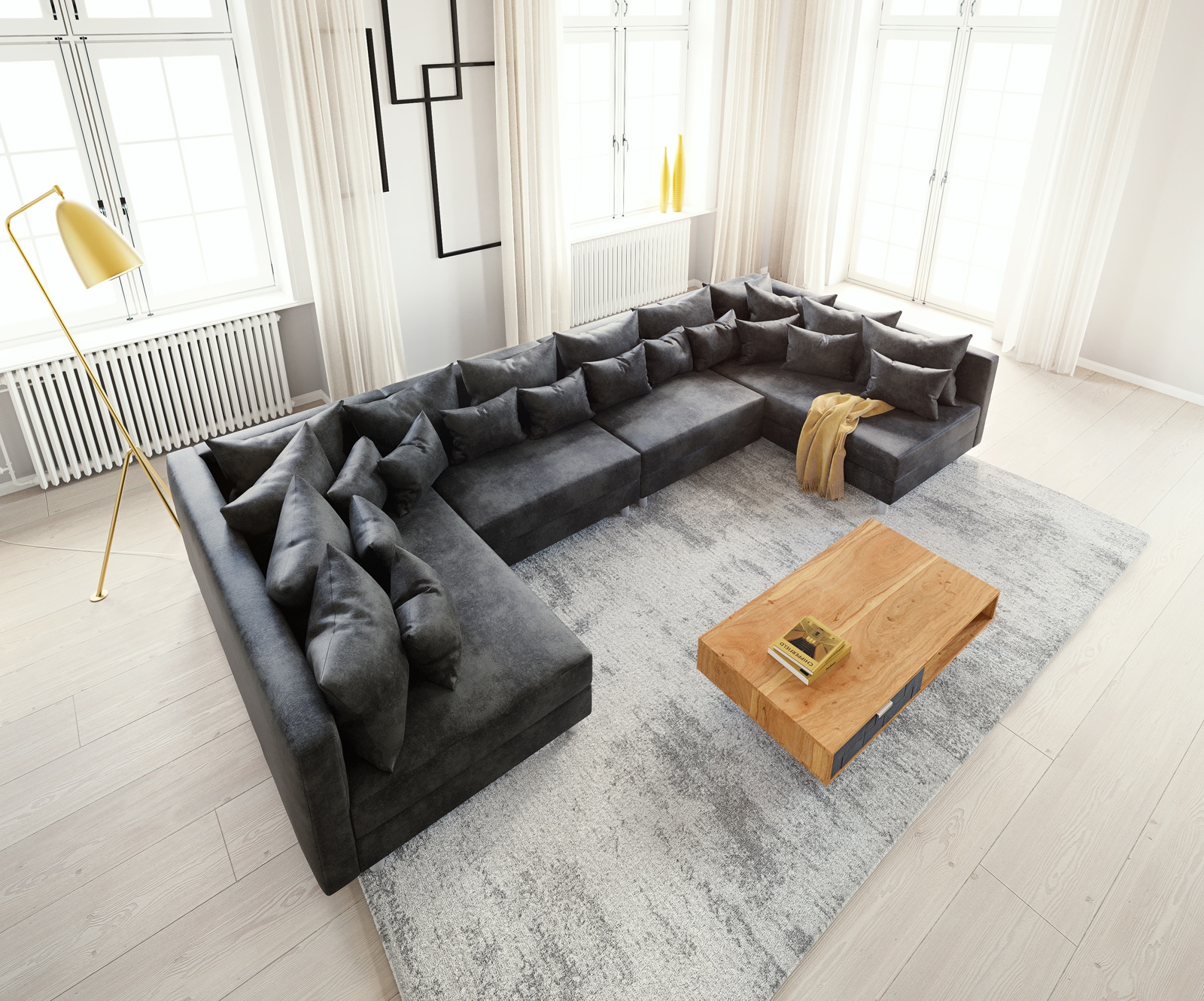 Canapé Clovis XL anthracite salon modulaire optique antique 3 Canapé Clovis XL anthracite salon modulaire optique antique 3