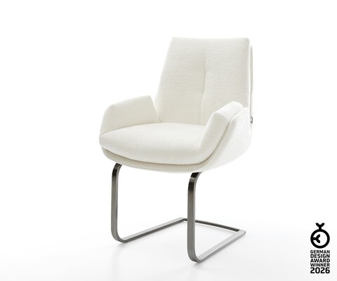 Cantilever Clea-Flex bouclé doux beige pied cantilever plat grafiete