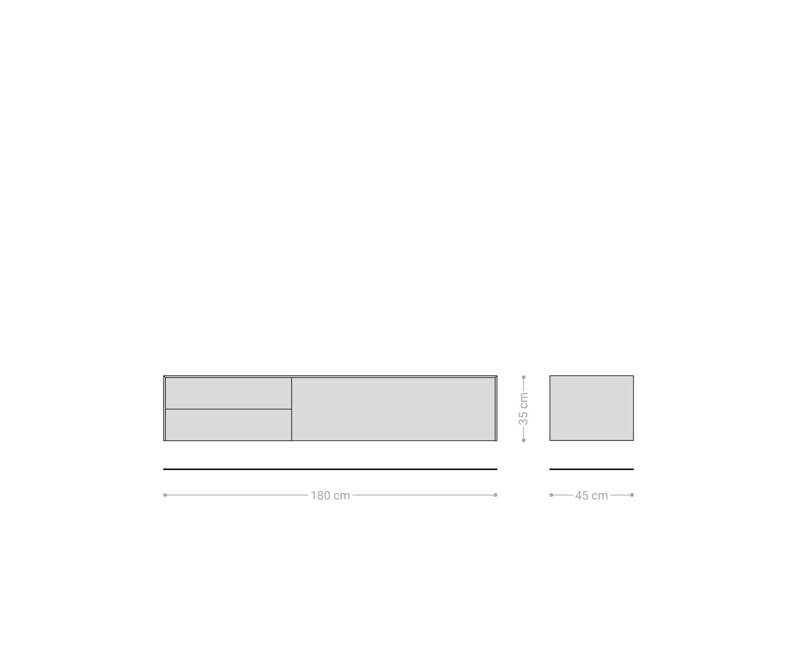 Meuble-TV Cuor 180 cm Céramique Laminam® Sabbia Teinte chêne 1 Clapet 2 Tiroirs Flottant 8