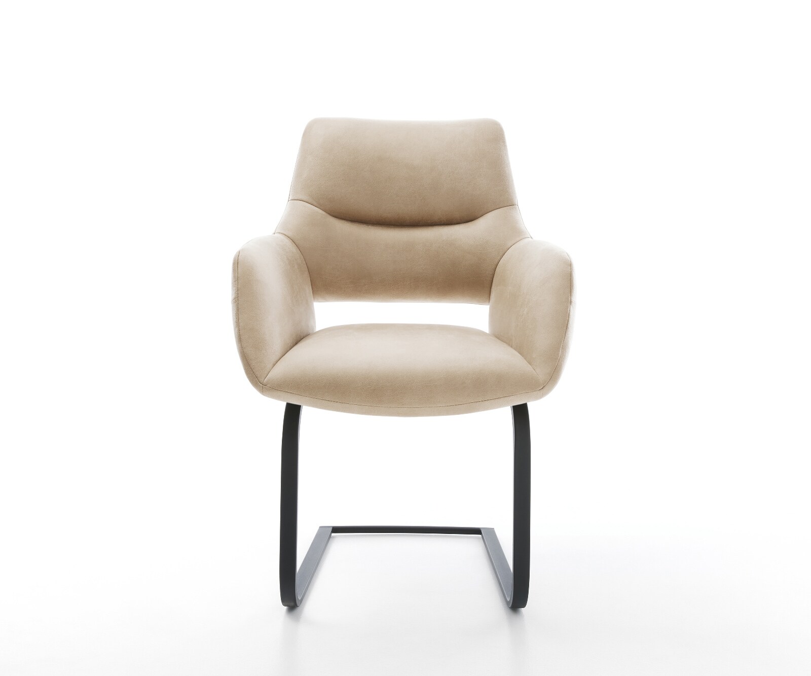 Cantilever Yago-Flex avec accoudoirs microfibre beige vintage pied cantilever plat noir ressorts ensachés 1