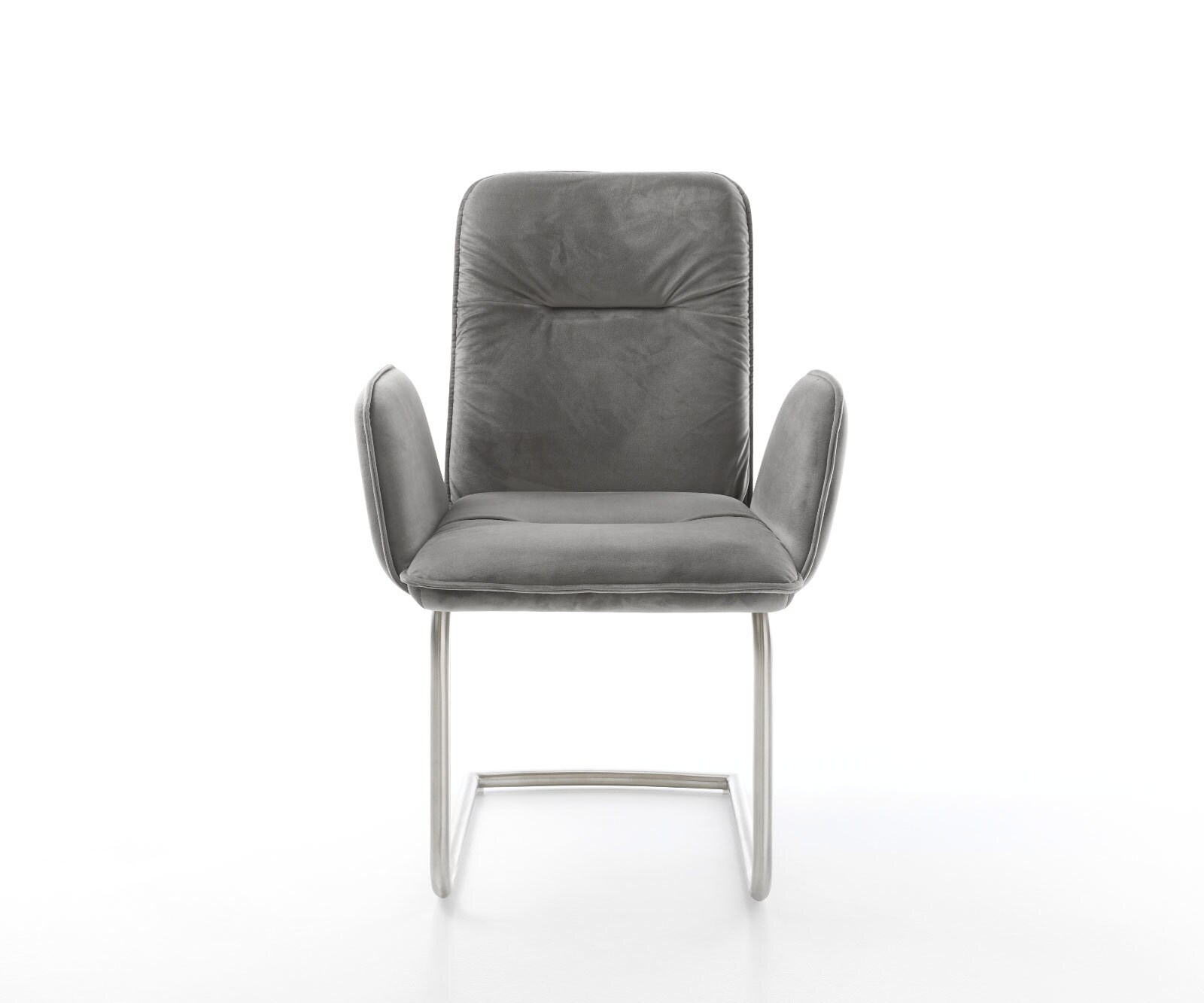 Freischwinger Vinja-Flex Samt Grau Freischwinger rund Edelstahl 2