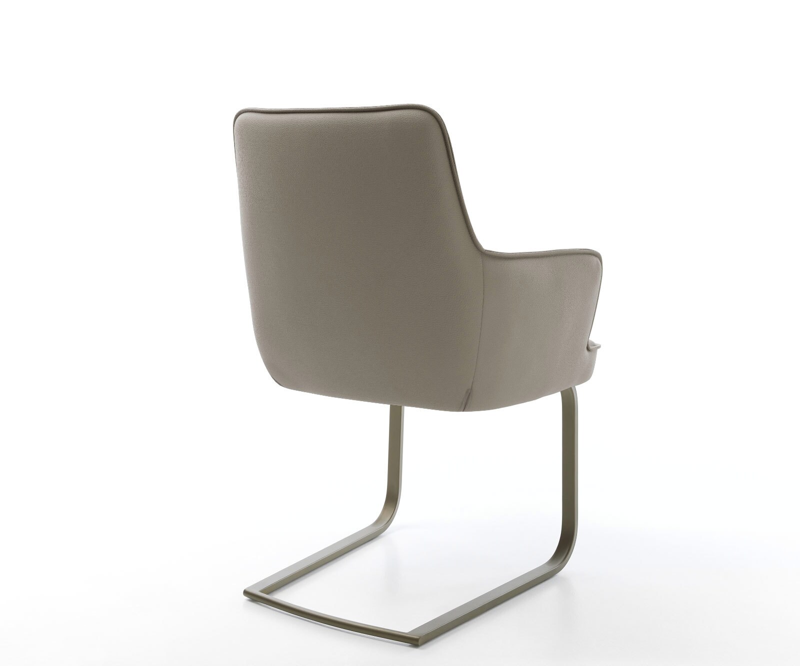 Cantilever Heira-Flex avec accoudoirs cuir de vache couleur boue pied cantilever plat aspect titane ressorts ensachés 5