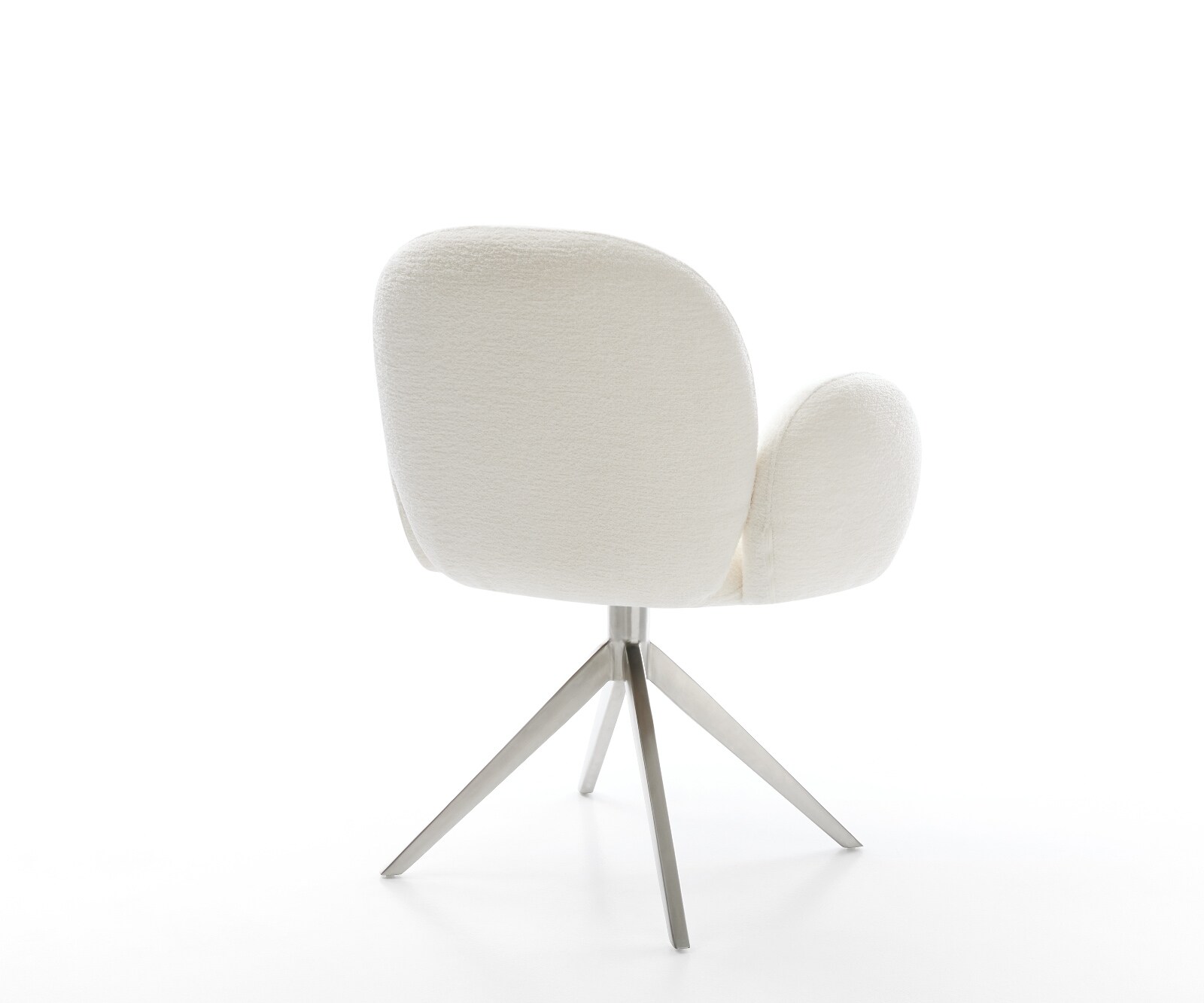 Drehstuhl Nube-Flex mit Armlehnen Bouclé Soft Beige Kreuzgestell breit Edelstahl 360° drehbar Taschenfederkern 3