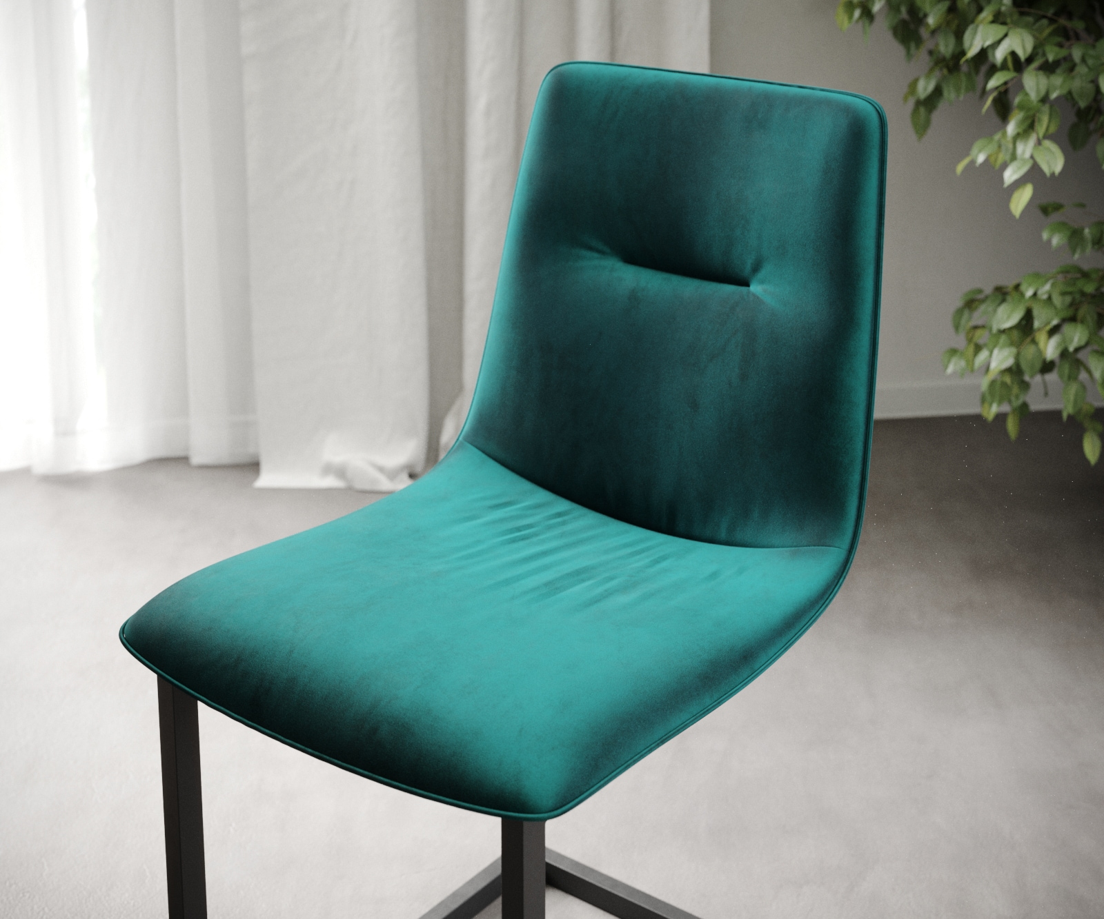 4-er-Set-Esszimmerstuhl Pia-Adesso Petrol Samt Freischwinger 3 4-er-Set-Esszimmerstuhl Pia-Adesso Petrol Samt Freischwinger 3