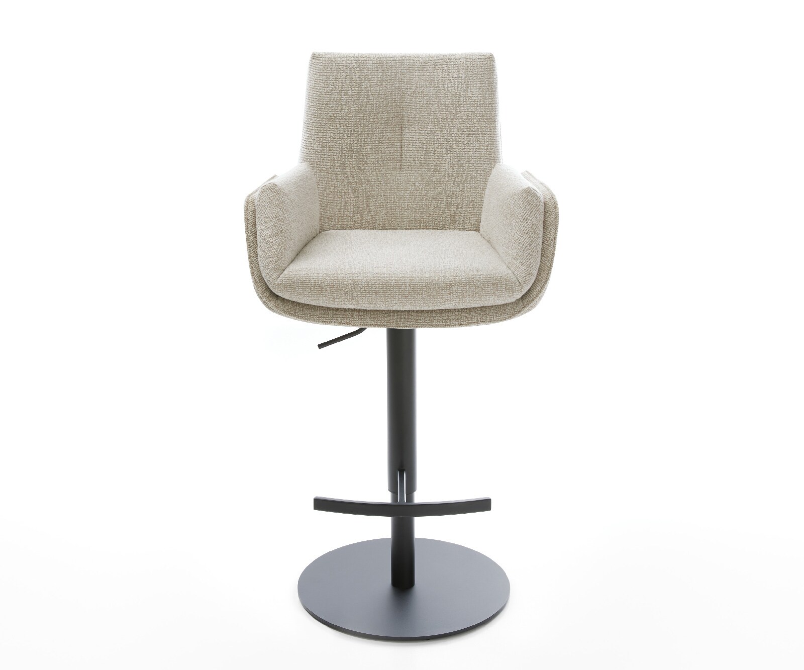 Barstuhl Clea-Flex Webstoff Soft Beige Drehfuß höhenverstellbar Metall Schwarz 1