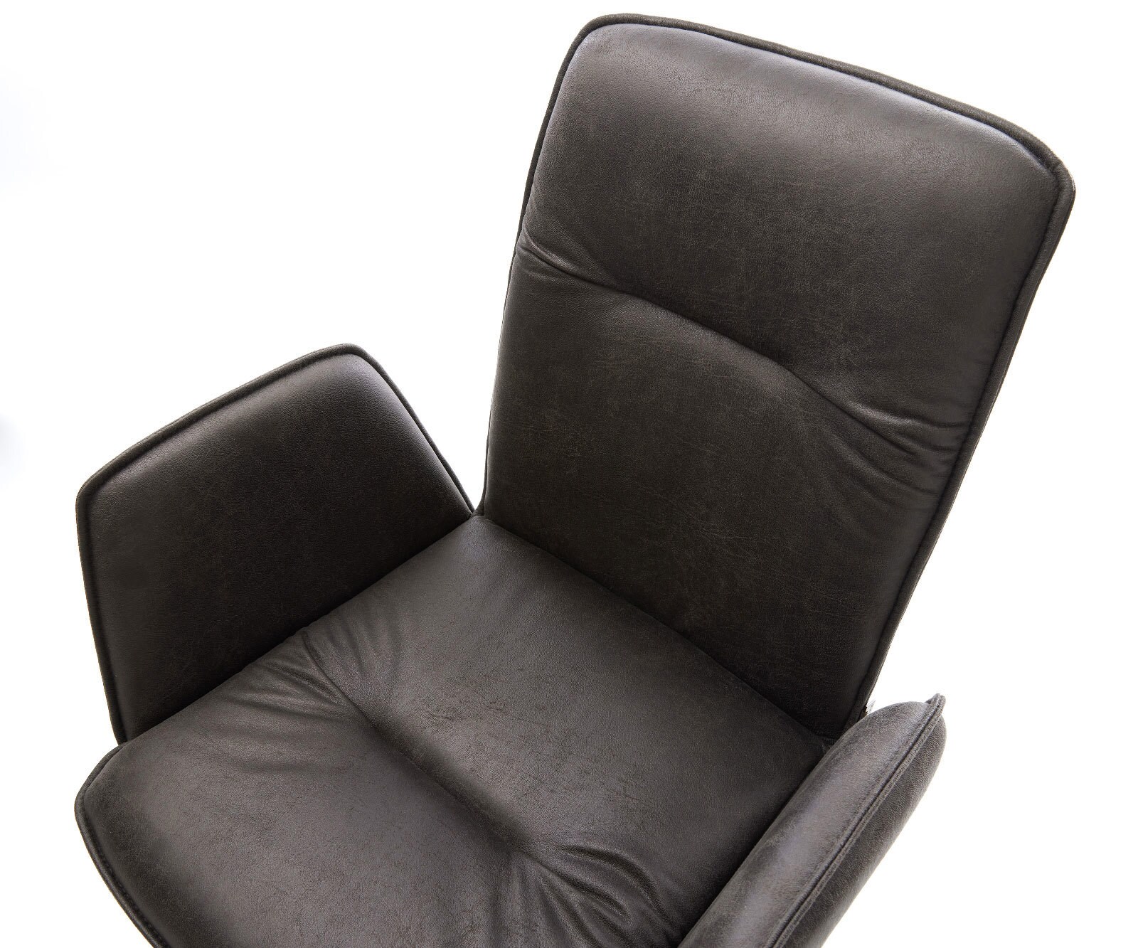 Chaise-pivotante Vinja-Flex microvelours anthracite vintage pied croisé large acier inoxydable brossé pivotement sur 360° fonction bascule 3