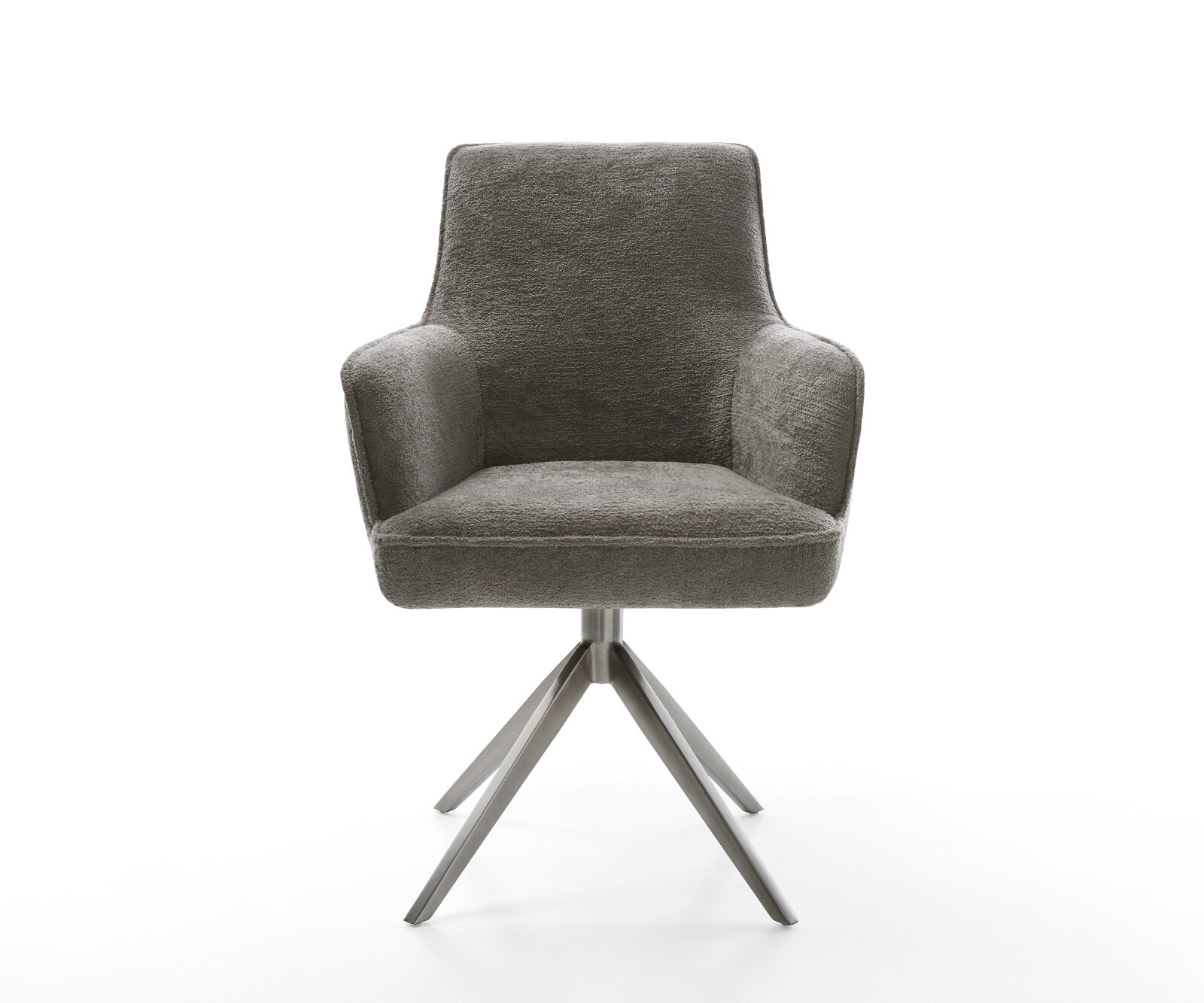 Drehstuhl Heira-Flex mit Armlehnen Bouclé Soft Schlamm Kreuzgestell breit Graphit 360° drehbar Wippfunktion Taschenfederkern 2