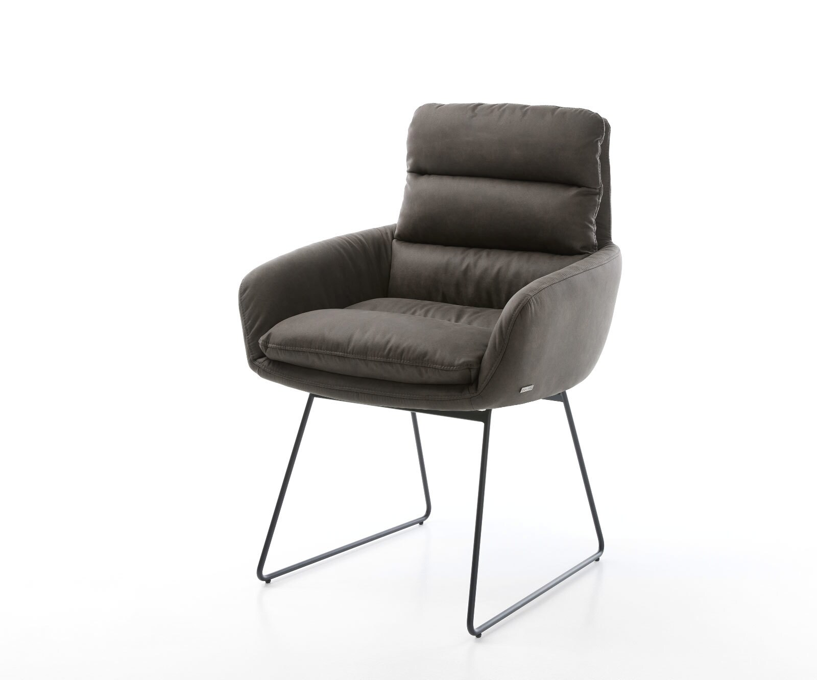Chaise-pivotante Abelia-Flex avec accoudoirs cuir véritable noir cadre croisé large noir pivote sur 360° 2