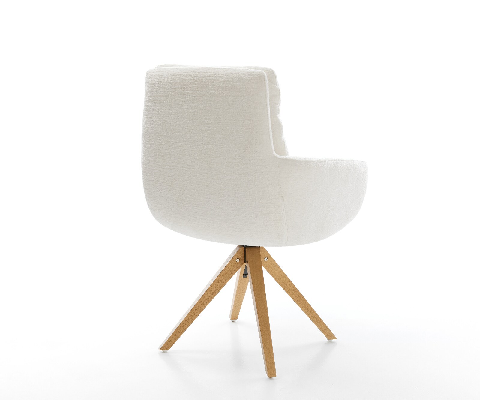 Chaise-pivotante Abelia-Flex avec accoudoirs bouclé doux beige pied en bois angulaire naturel pivotement sur 180° 5