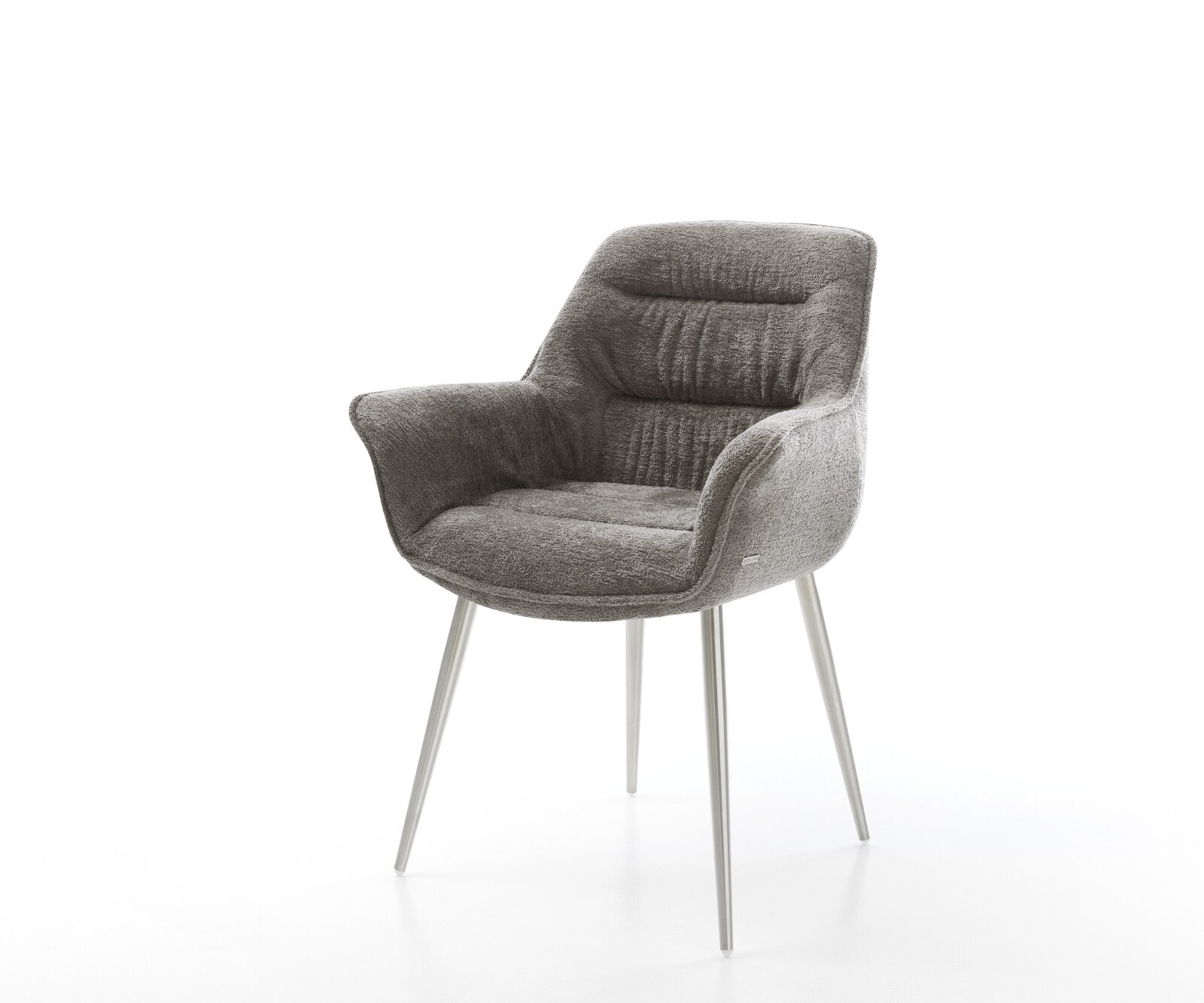 Esszimmerstuhl Kaira-Flex Bouclé Soft Schlamm 4-Fuß konisch Edelstahl 1
