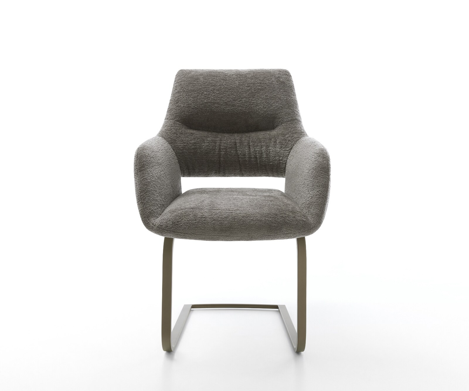 Cantilever Yago-Flex avec accoudoirs bouclé doux couleur boue pied cantilever plat aspect titane resorts ensachés 1