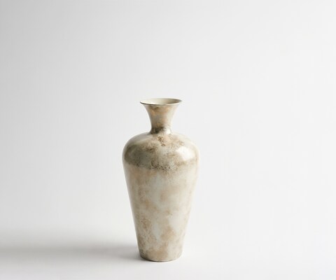 Vase Marvella B23 x T23 x H48 cm Metall Alabaster Gold Handgemacht