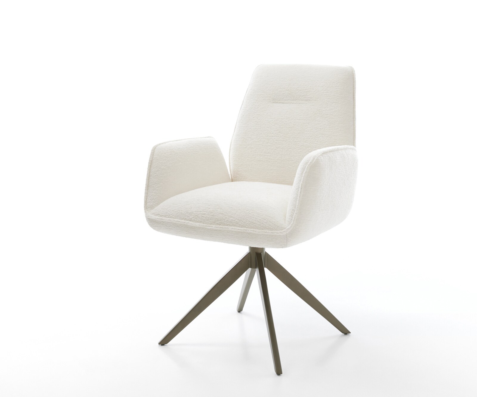 Drehstuhl Zoa-Flex Bouclé Soft Beige Kreuzgestell breit Effektfinish Titan 360° drehbar Wippfunktion Taschenfederkern 1