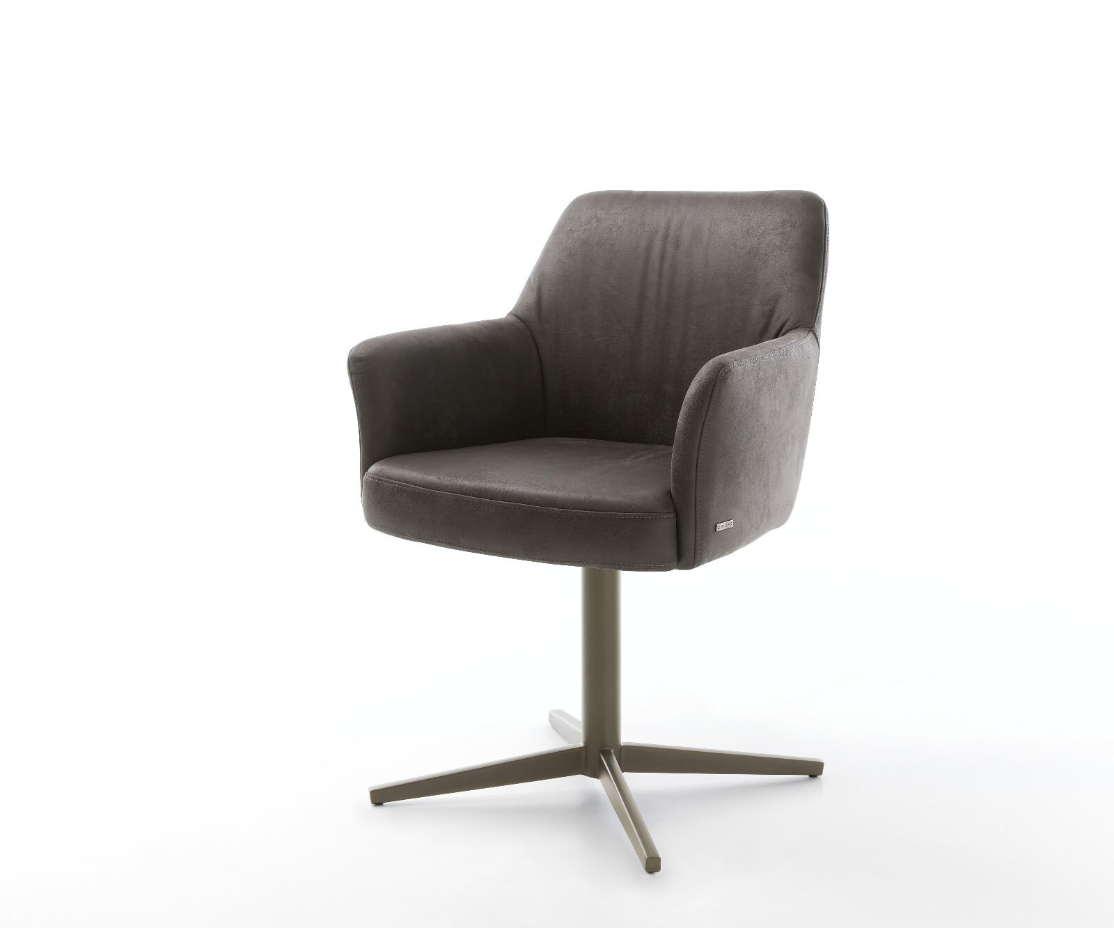 Chaise-pivotante Xana-Flex avec accoudoirs anthracite vintage pied de chaise 4 branches aspect titane ressorts ensachés pivote sur 360°