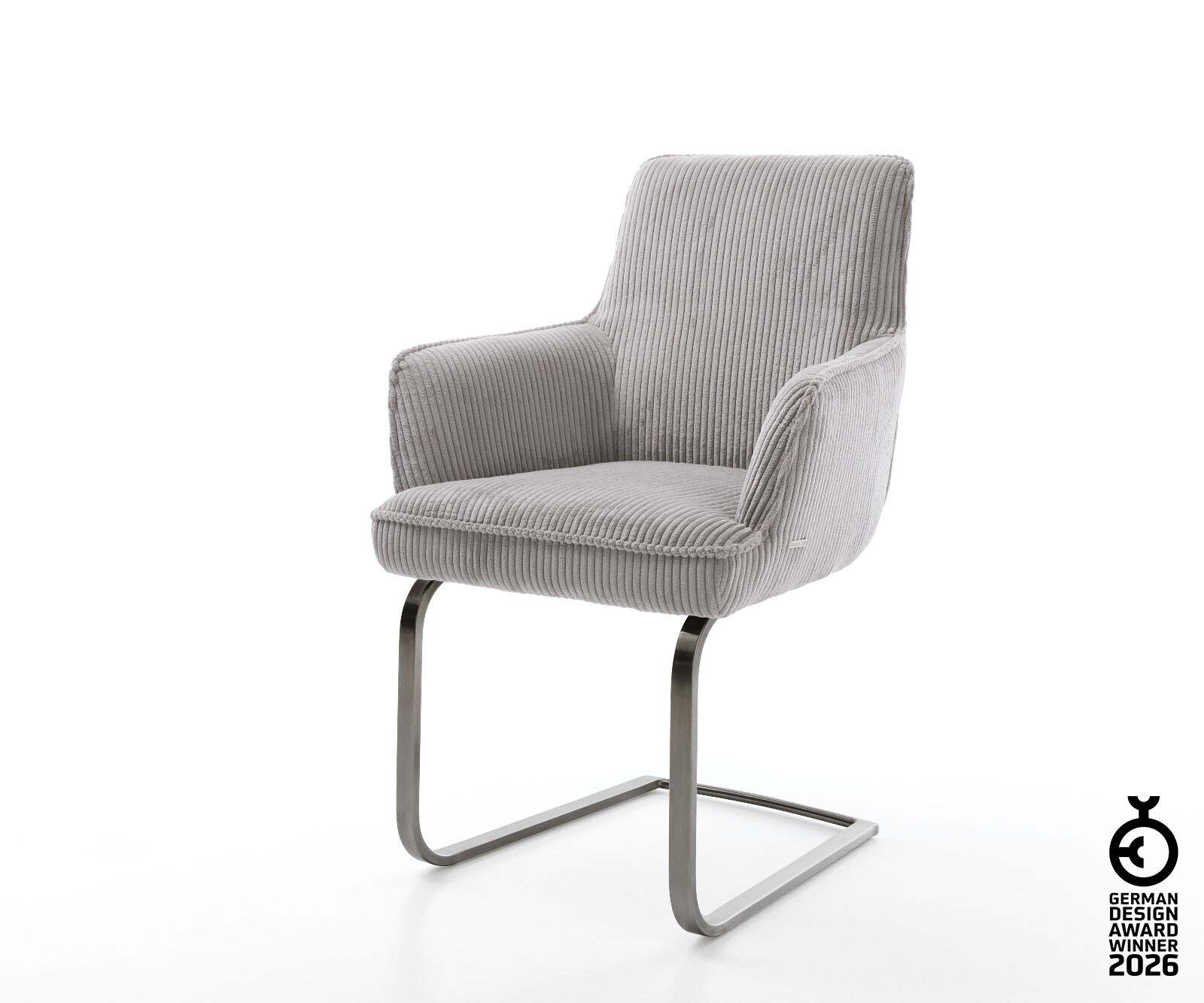 Cantilever Heira-Flex mit Armlehnen côtelé gris argenté pied cantilever plat grafiete ressorts ensachés