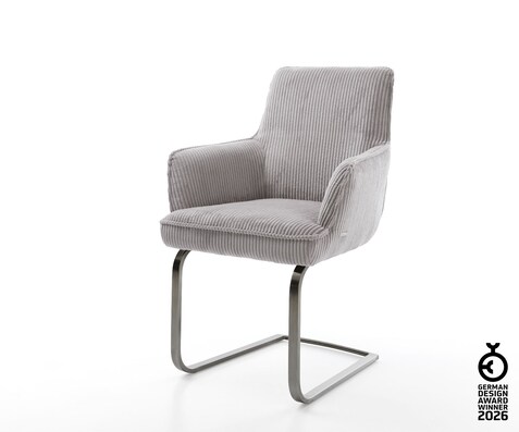 Freischwinger Heira-Flex mit Armlehnen Cord Silbergrau Freischwinger flach Graphit Taschenfederkern