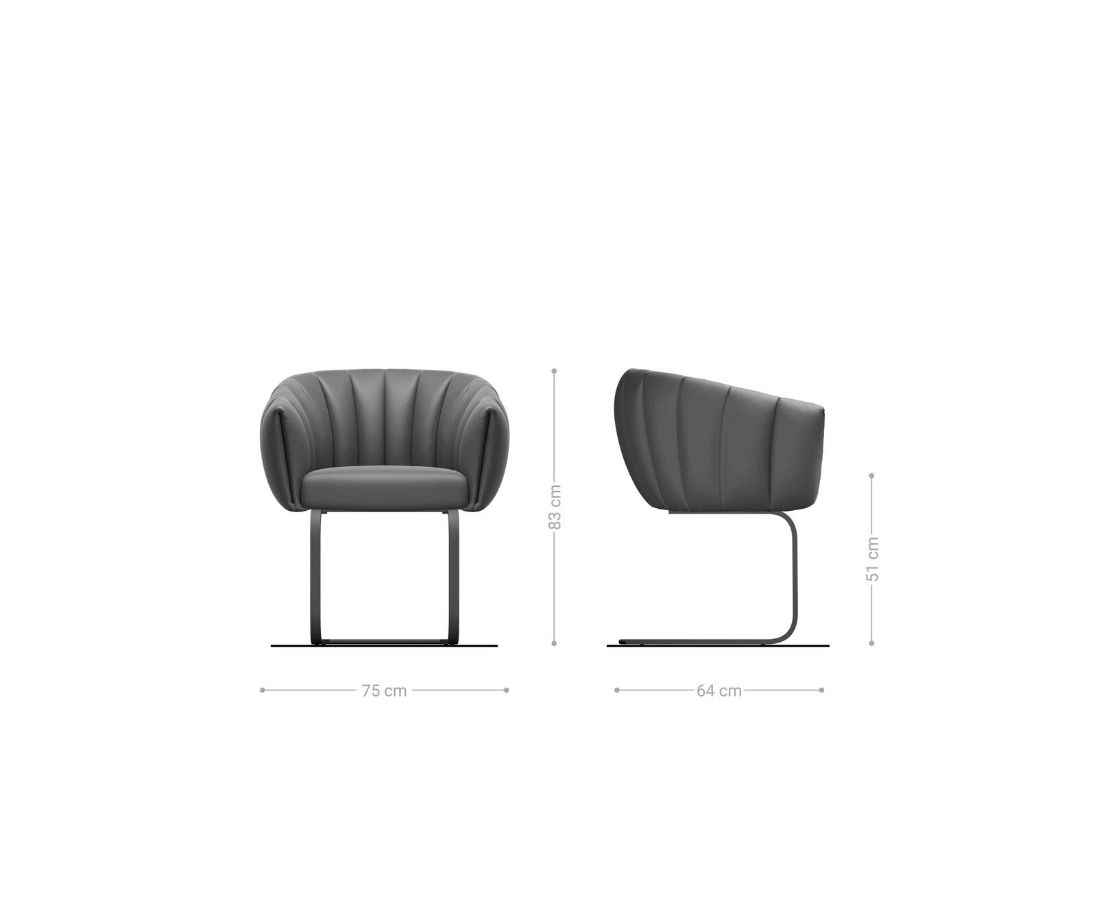 Freischwinger Jada-Flex Samt Grau Freischwinger flach Effektfinish Titan Taschenfederkern 5